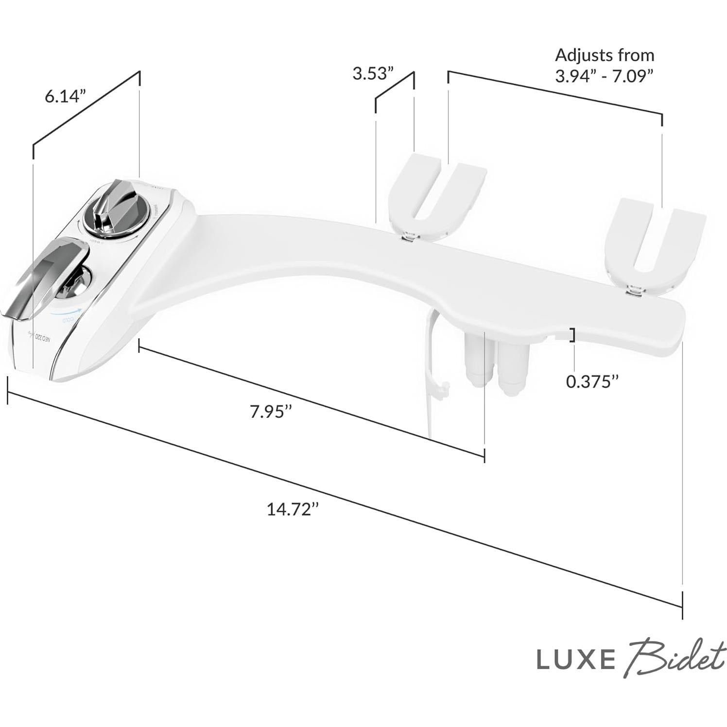 Bidet LUXE NEO 320 Plus - Agua Caliente, Doble Boquilla, Cromo