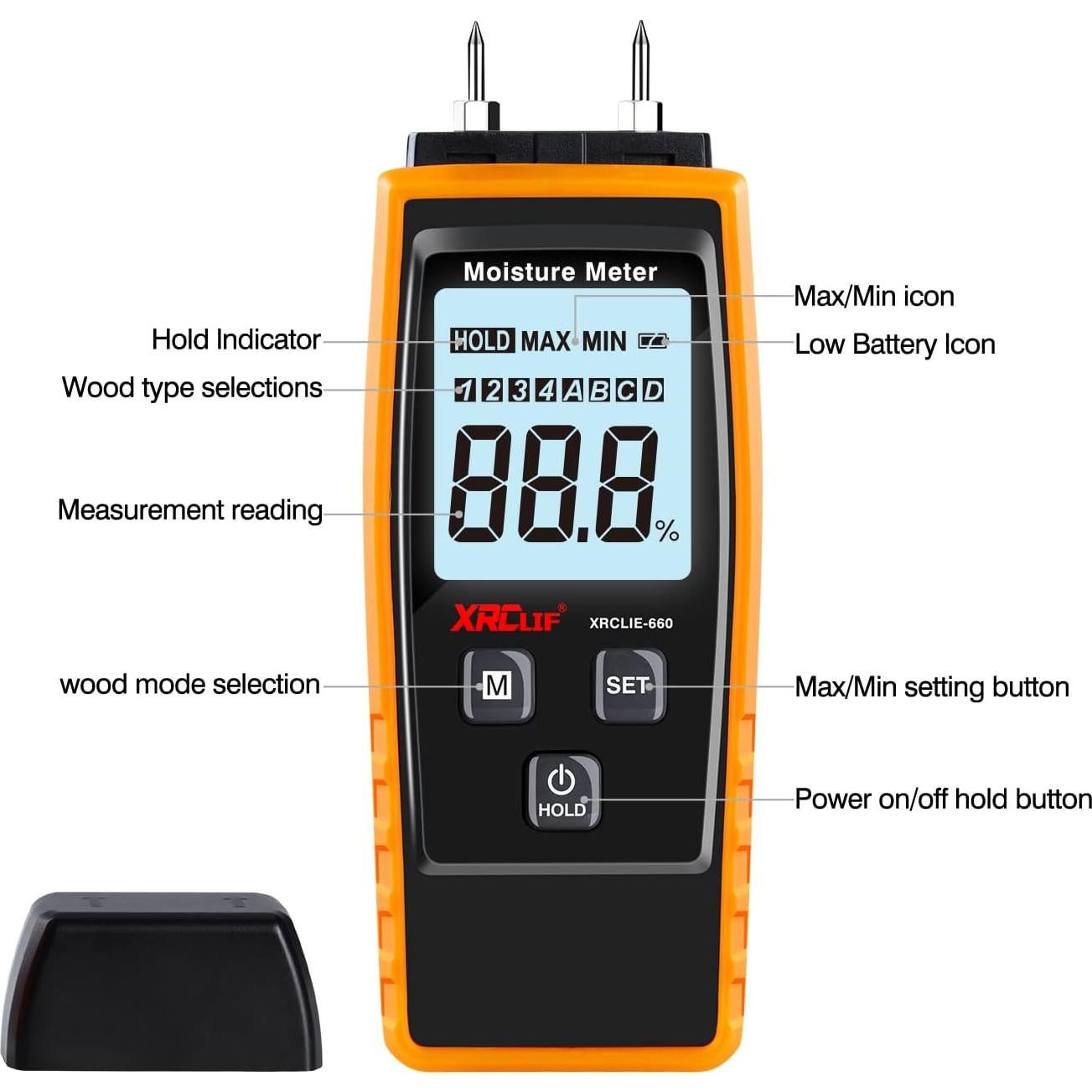 Medidor de Humedad Digital RZ660 para Madera y Mortero