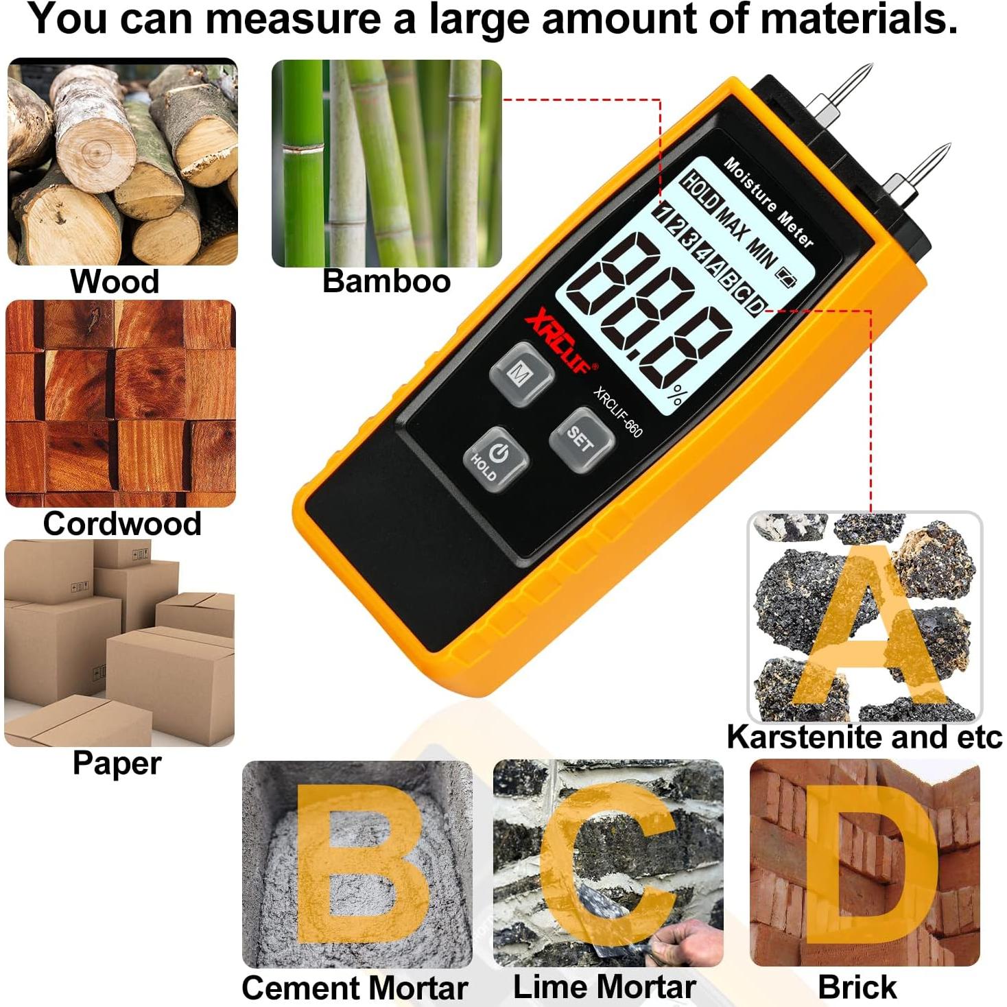 Medidor de Humedad Digital RZ660 para Madera y Mortero