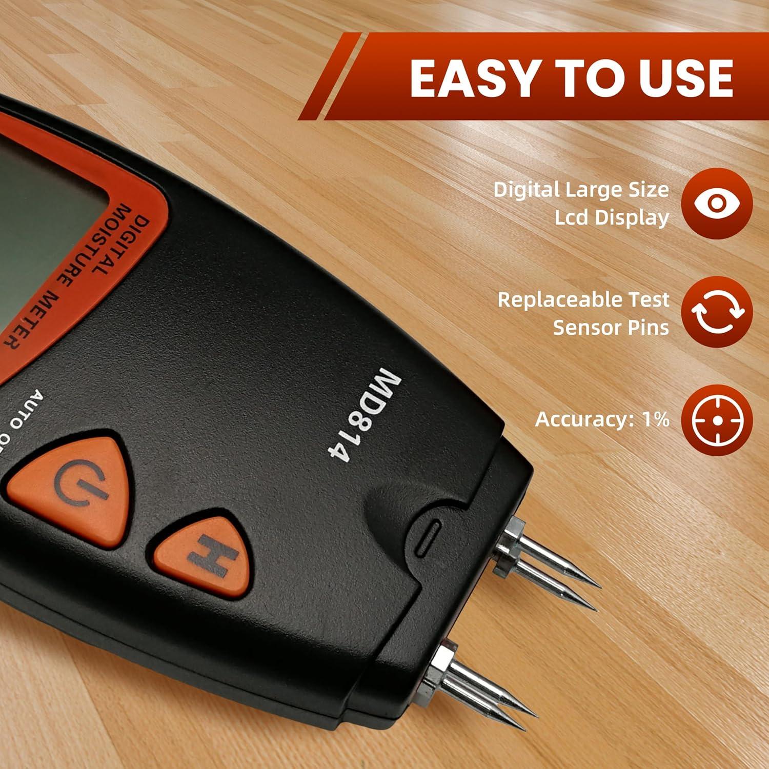 Medidor de Humedad de Madera AMTAST MD814 Digital 5%-40%