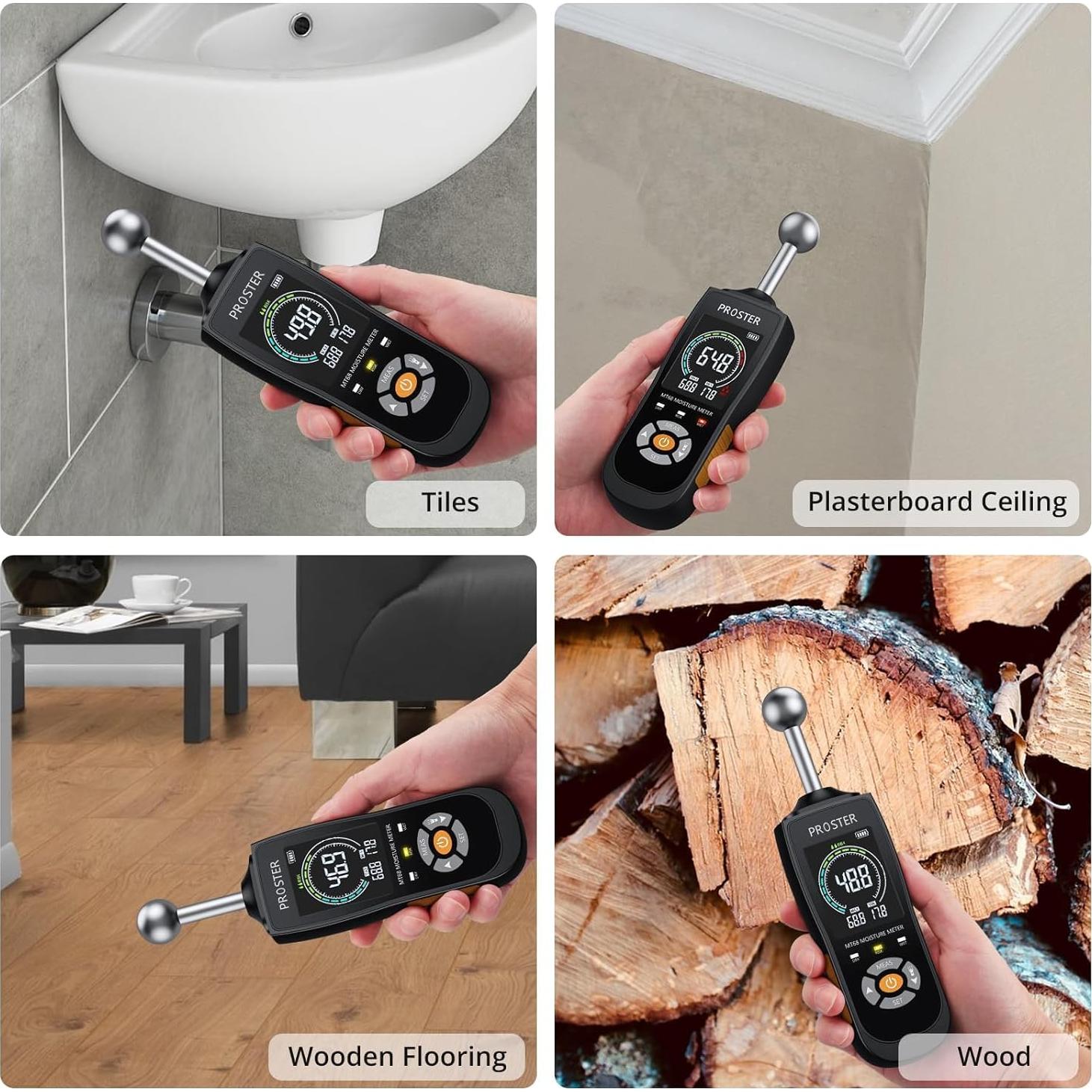 Medidor de Humedad Proster MT68 No Destructivo LCD Color 20-40mm