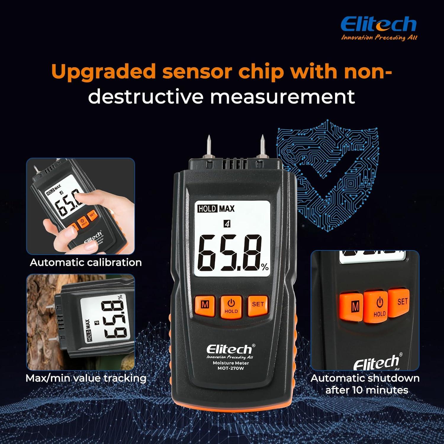 Medidor de Humedad Digital Elitech MOT-270W para Madera y Materiales