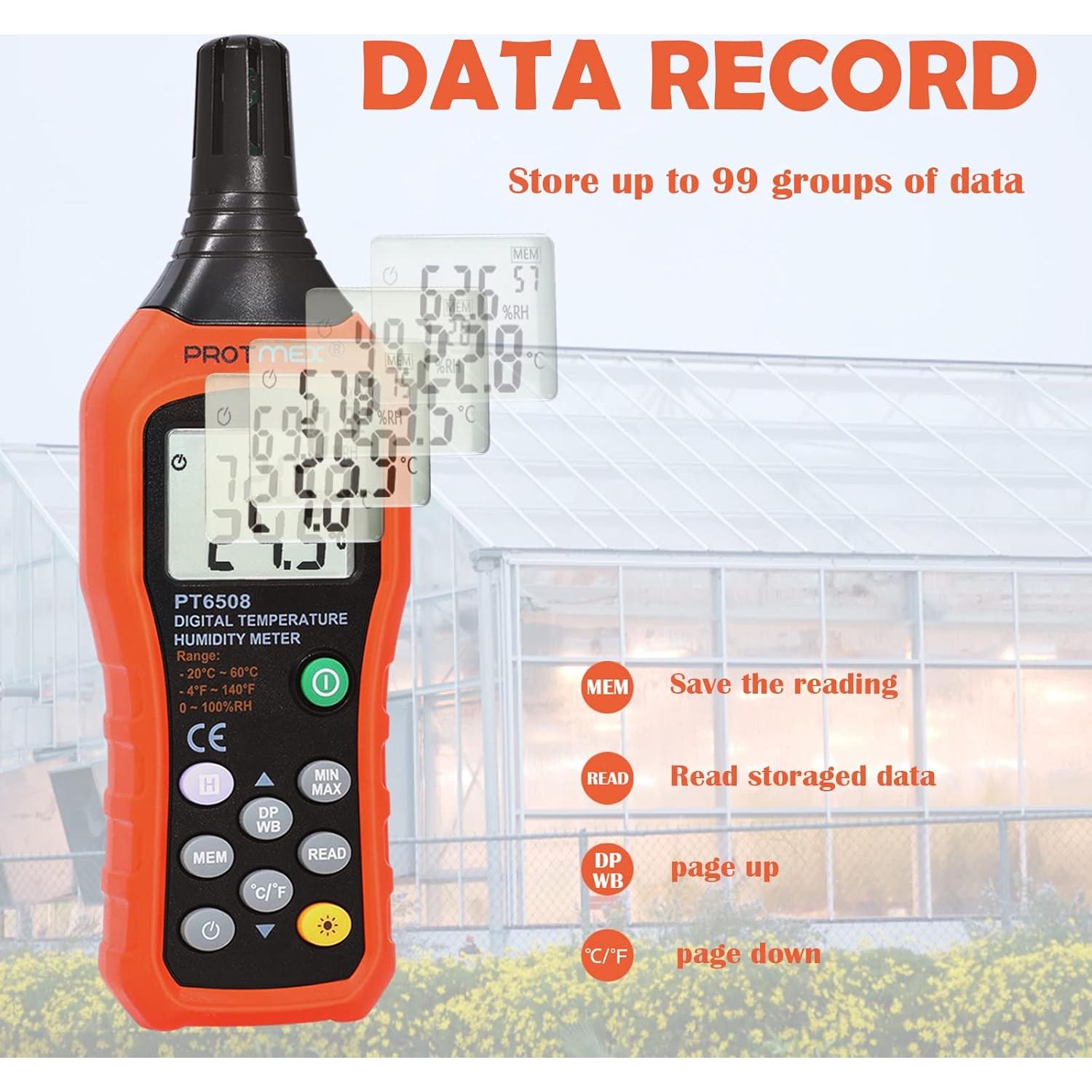 Medidor Digital de Temperatura y Humedad Protmex PT6508