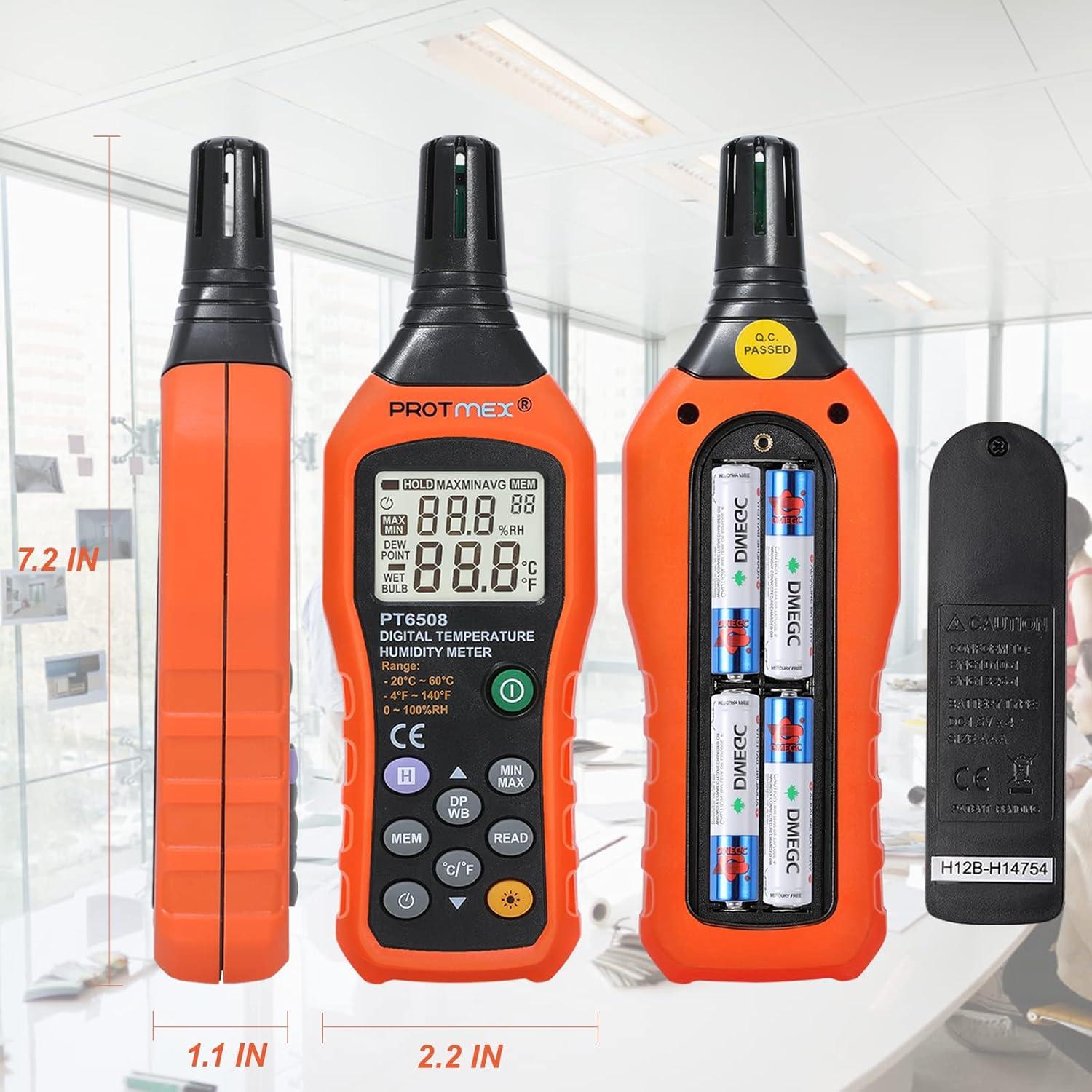 Medidor Digital de Temperatura y Humedad Protmex PT6508