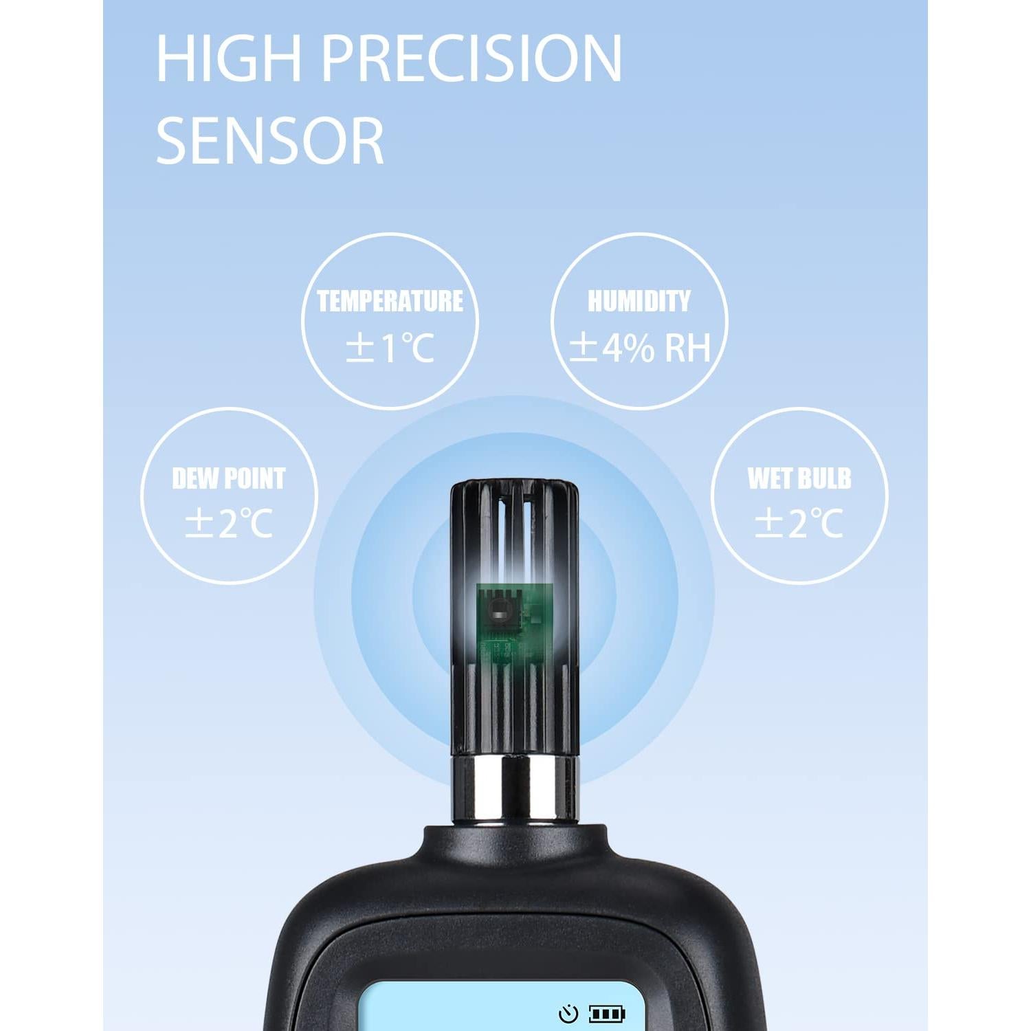 Medidor Digital de Temperatura y Humedad Wintact, Higrómetro con Pantalla LCD