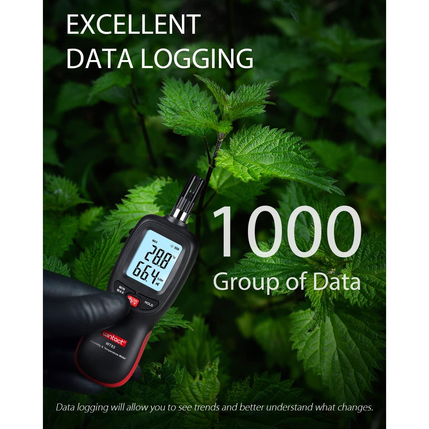 Medidor Digital de Temperatura y Humedad Wintact, Higrómetro con Pantalla LCD