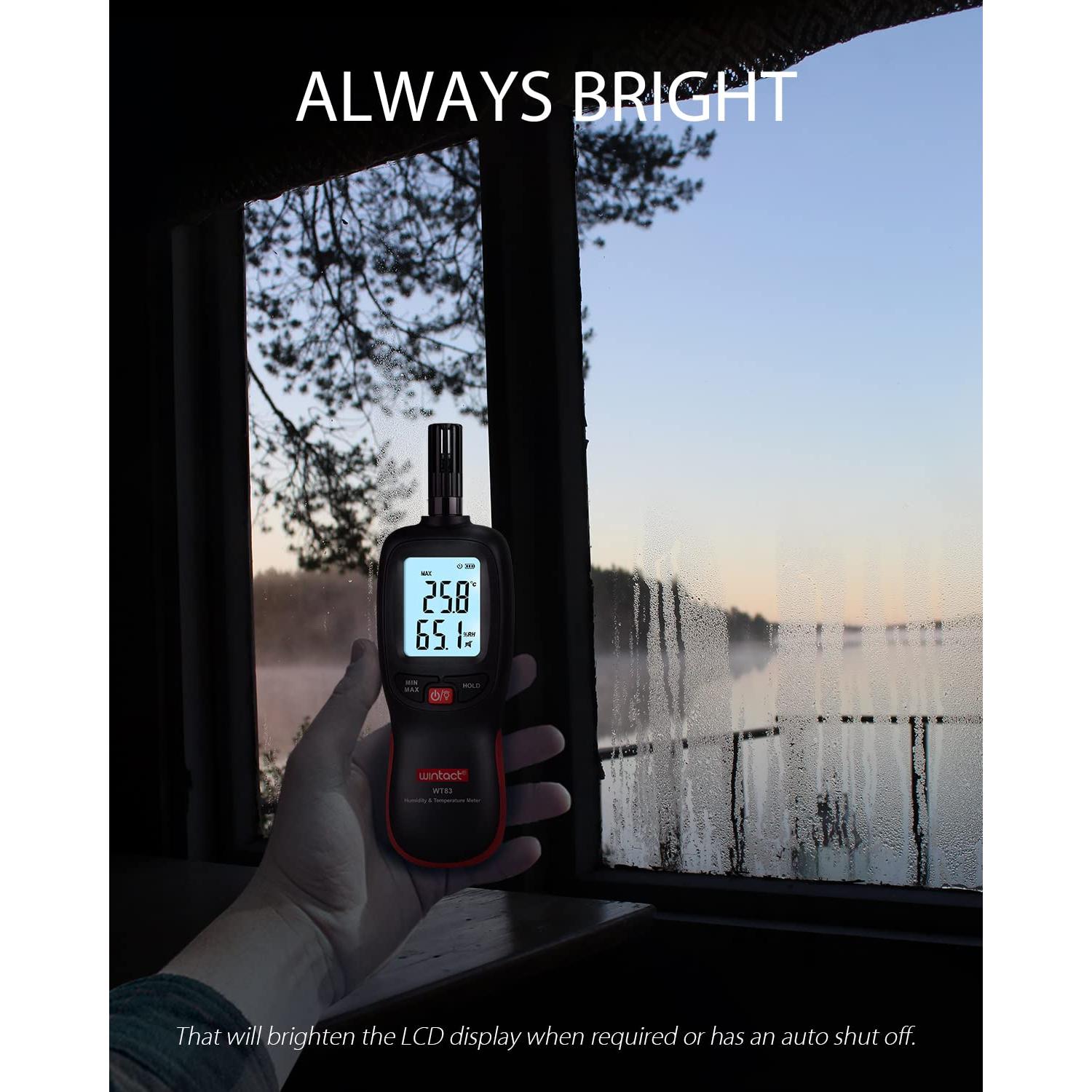 Medidor Digital de Temperatura y Humedad Wintact, Higrómetro con Pantalla LCD