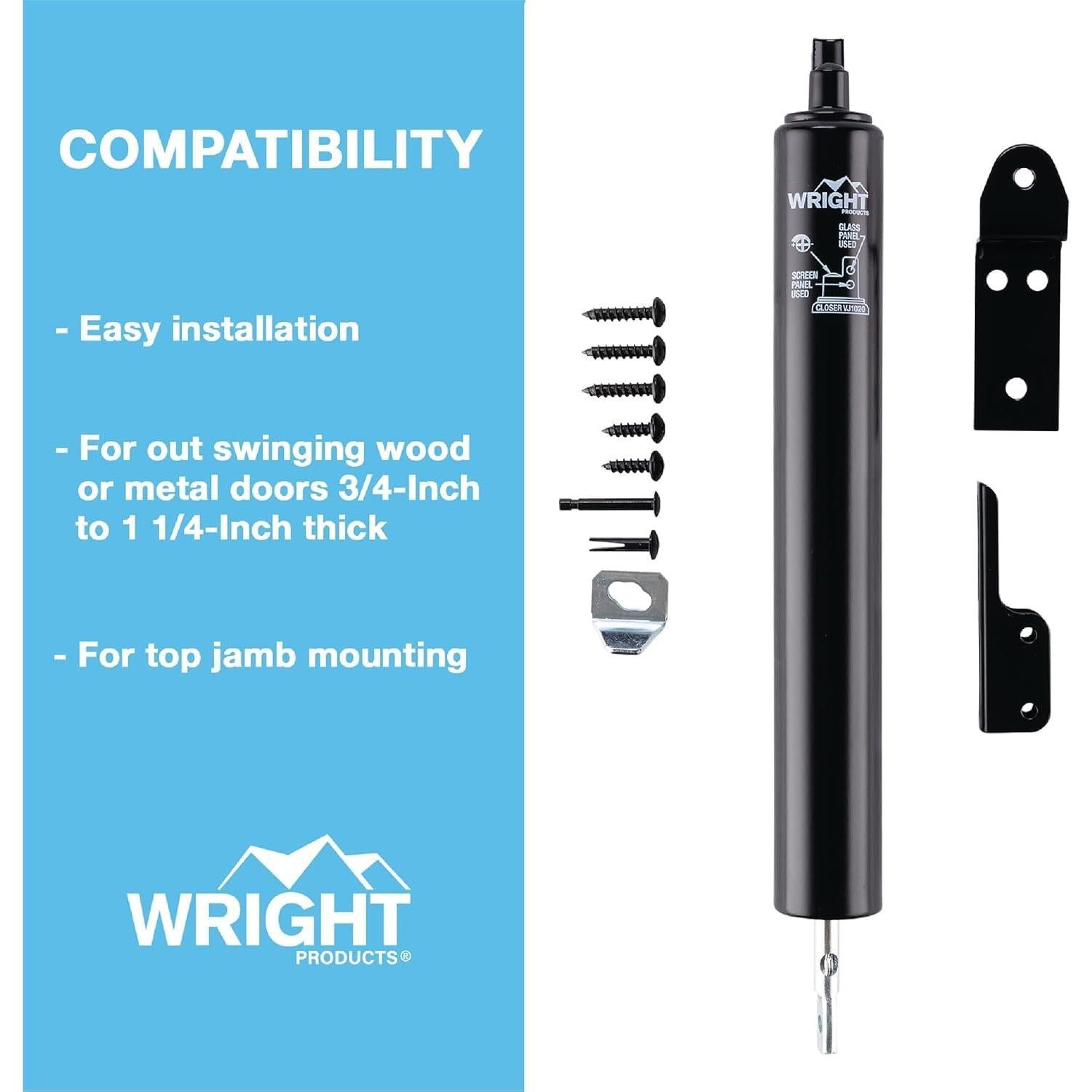 Cerradura Neumática de Puerta de Pantalla Wright Products - Ajustable, Negro