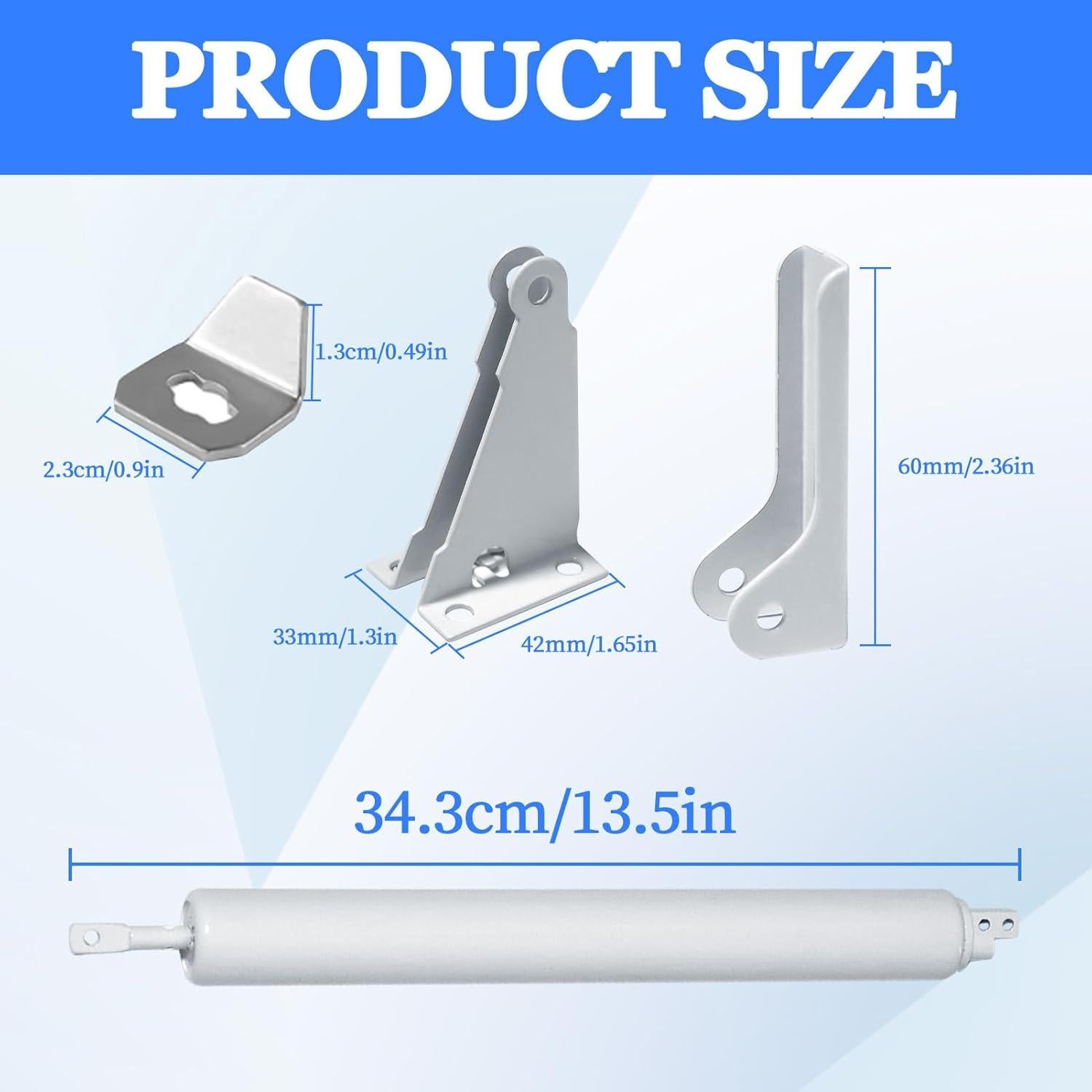 Screen and Storm Door Closer Kit, Closer for Heavy Storm Doors, Pneumatic Door Bracket Push Button Latch Set, Storm Door Protector Chain and Spring, Adjustable Closing Cushion Speed