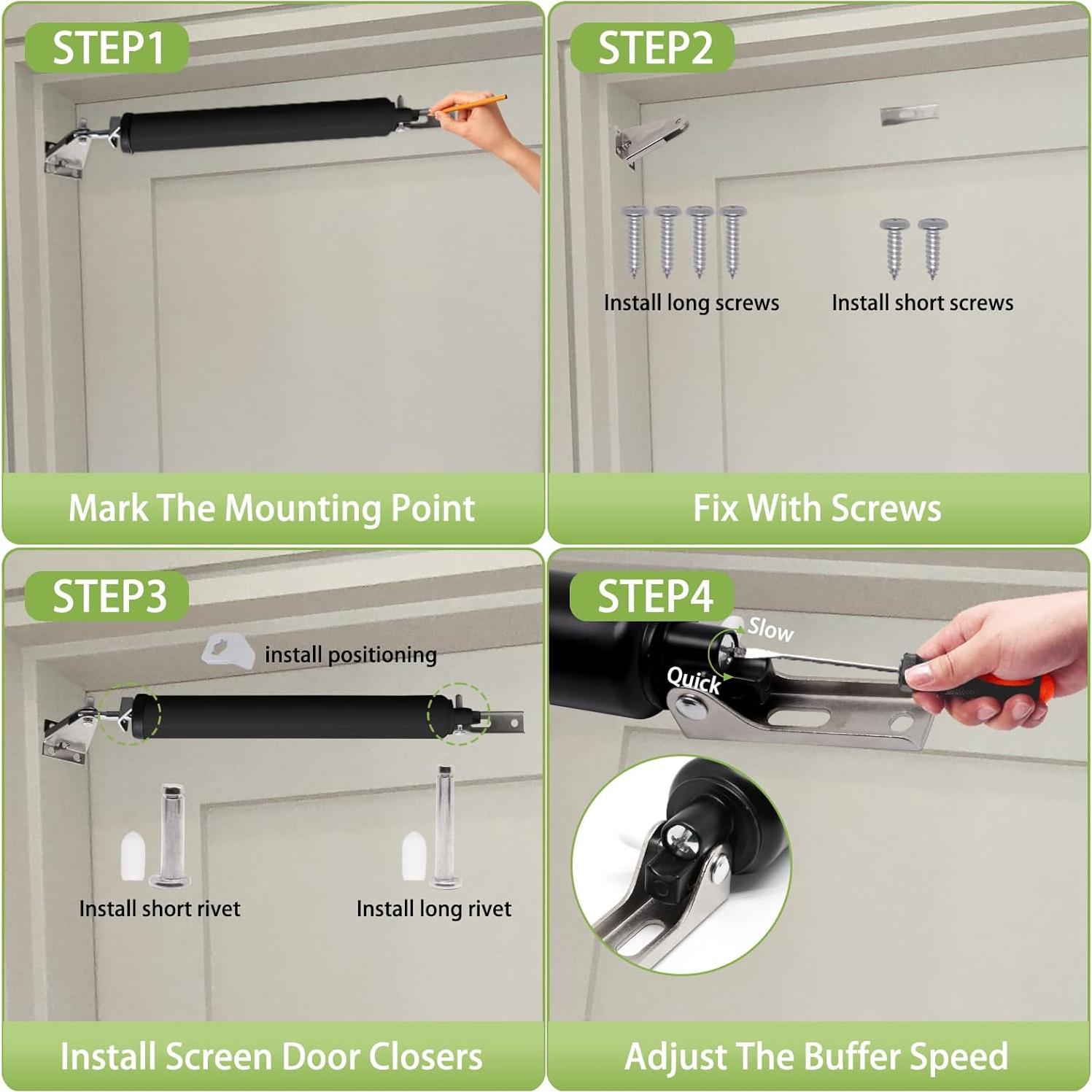 Cerradura de Puerta de Tormenta Sydien Neumática Ajustable Negra