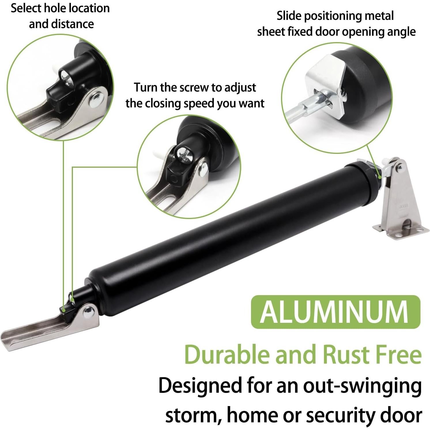Cerradura de Puerta de Tormenta Sydien Neumática Ajustable Negra