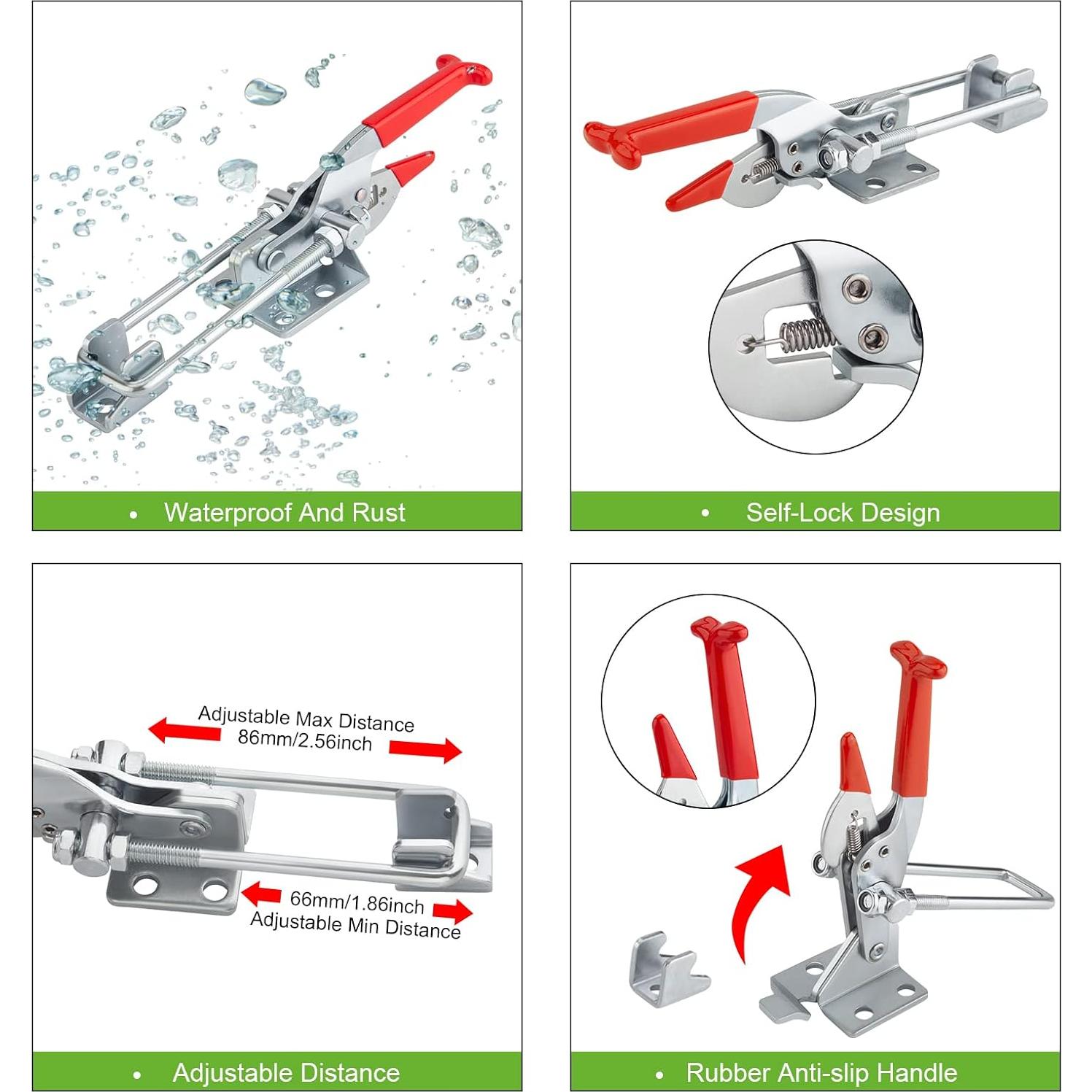 Pestillo de Palanca COOLOGIN Alta Resistencia 2000 lbs Ajustable - 2 Paquetes