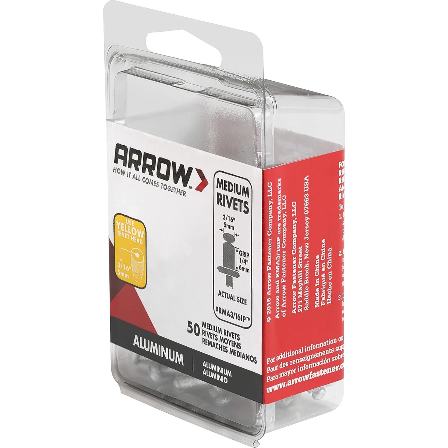 Remaches de Aluminio Medianos Arrow RMA3/16 - 18 Unidades
