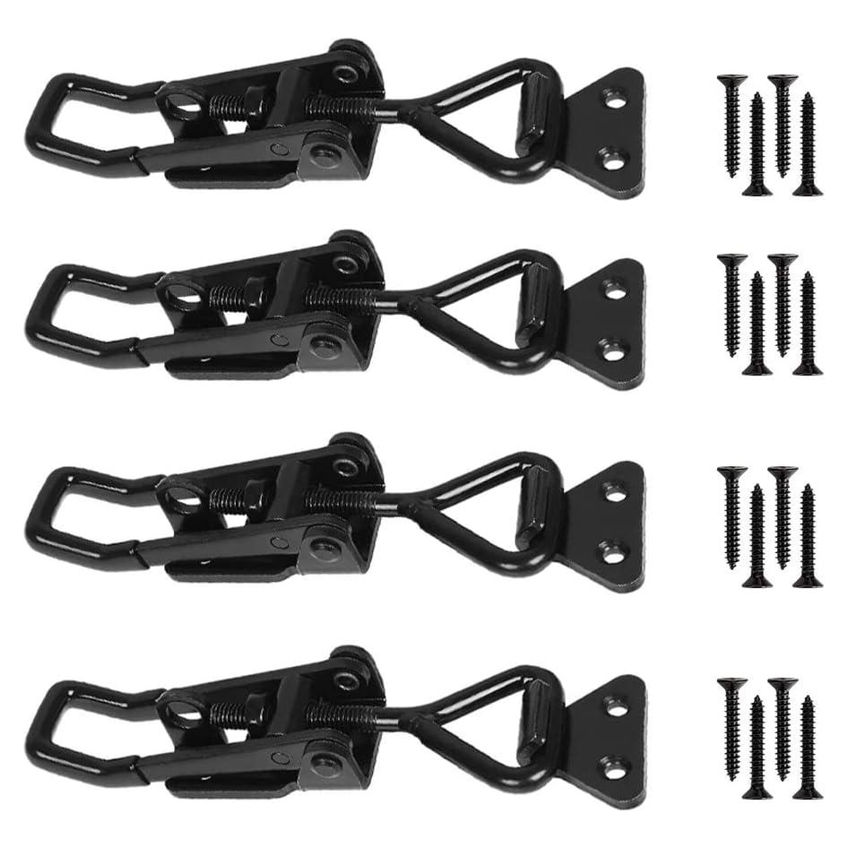 4 Pack Cierres de Palanca Ajustables BOLWHAO, Metal Negro