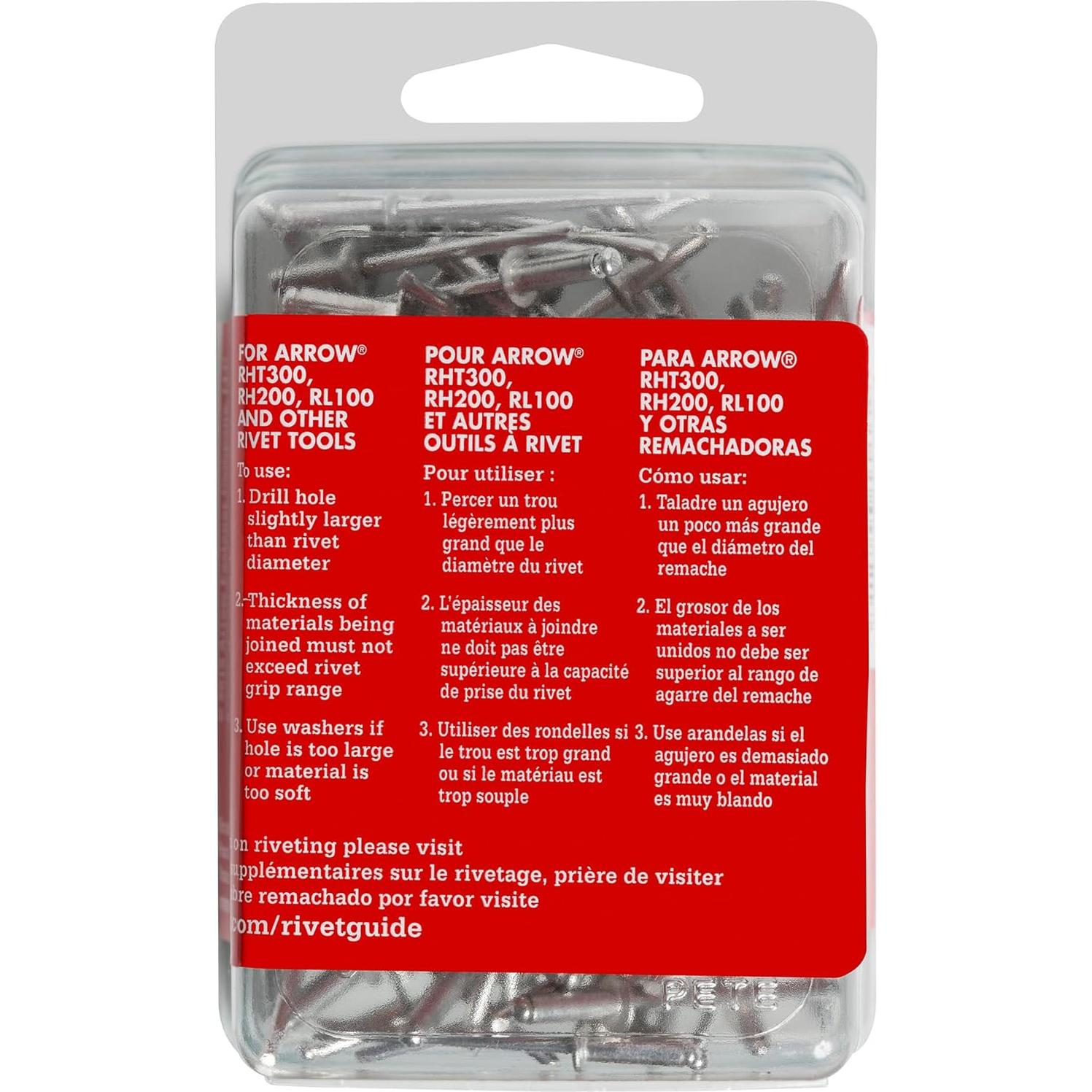 Remaches de Aluminio Medianos Arrow RMA1/8IP 100 Unidades 3 mm