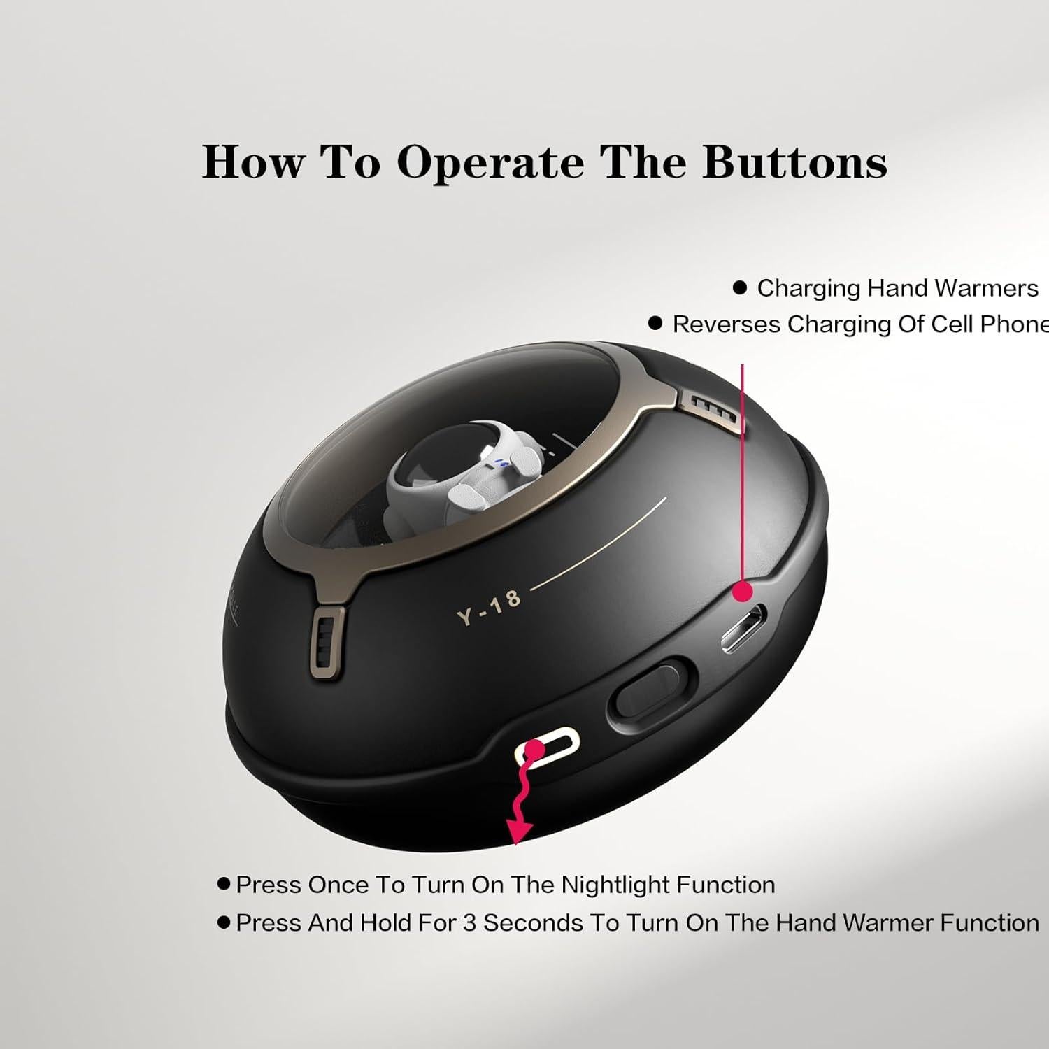 Calentador de Manos Eléctrico Mylyis HW1 5000mAh con Luz LED