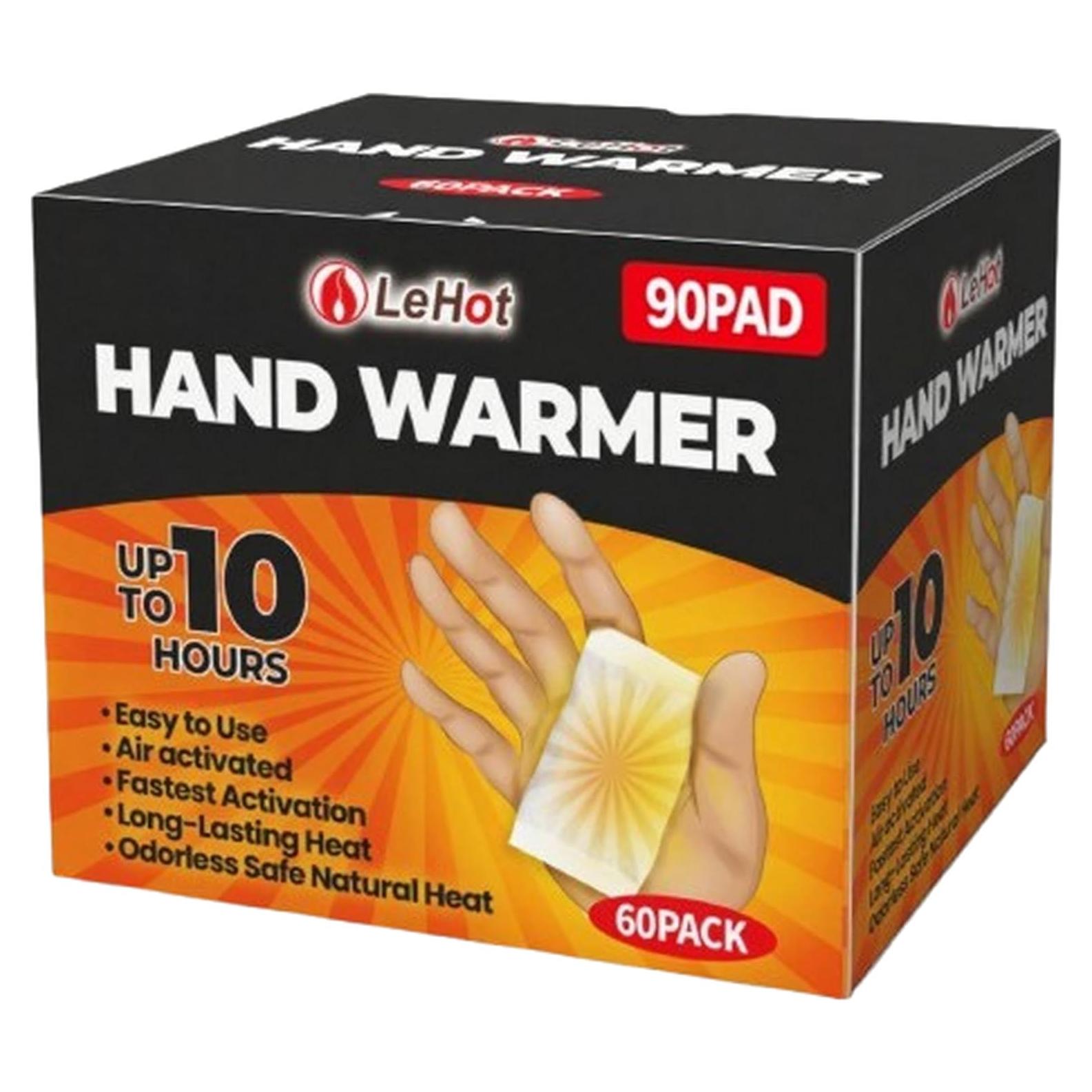 Calentadores de Manos Desechables Lehot - 90 Piezas, 10 Horas Calor