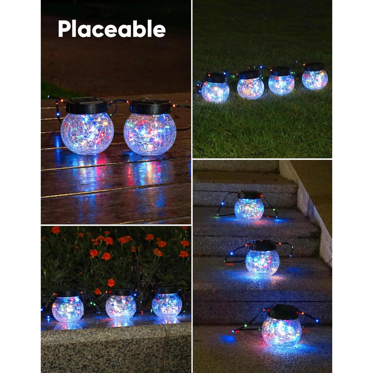 Lámparas Solares Exteriores PARTPHONER 12-Pack RGB Decorativas