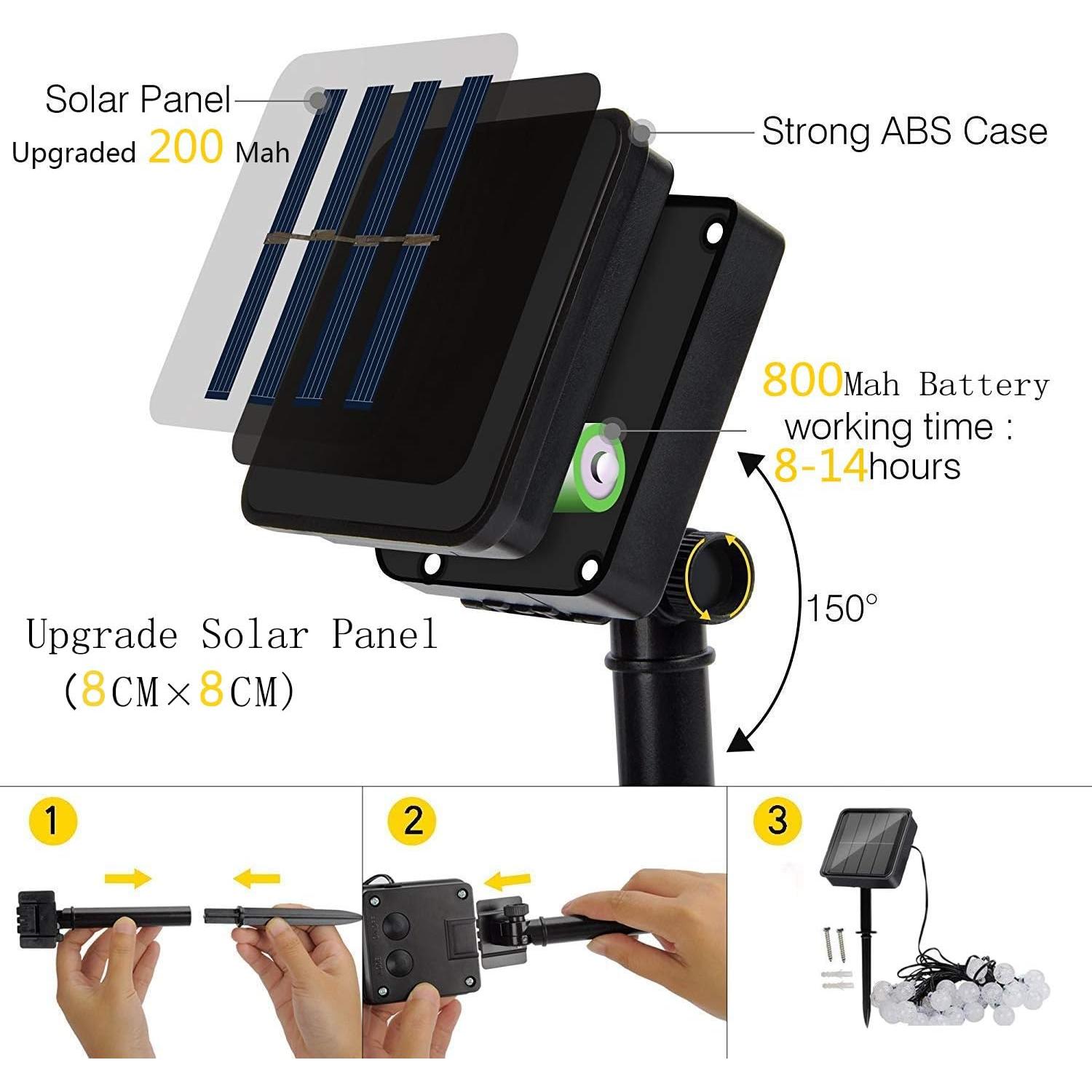 Luces LED Solares de Bola de Cristal 50 LED 7M Multicolor