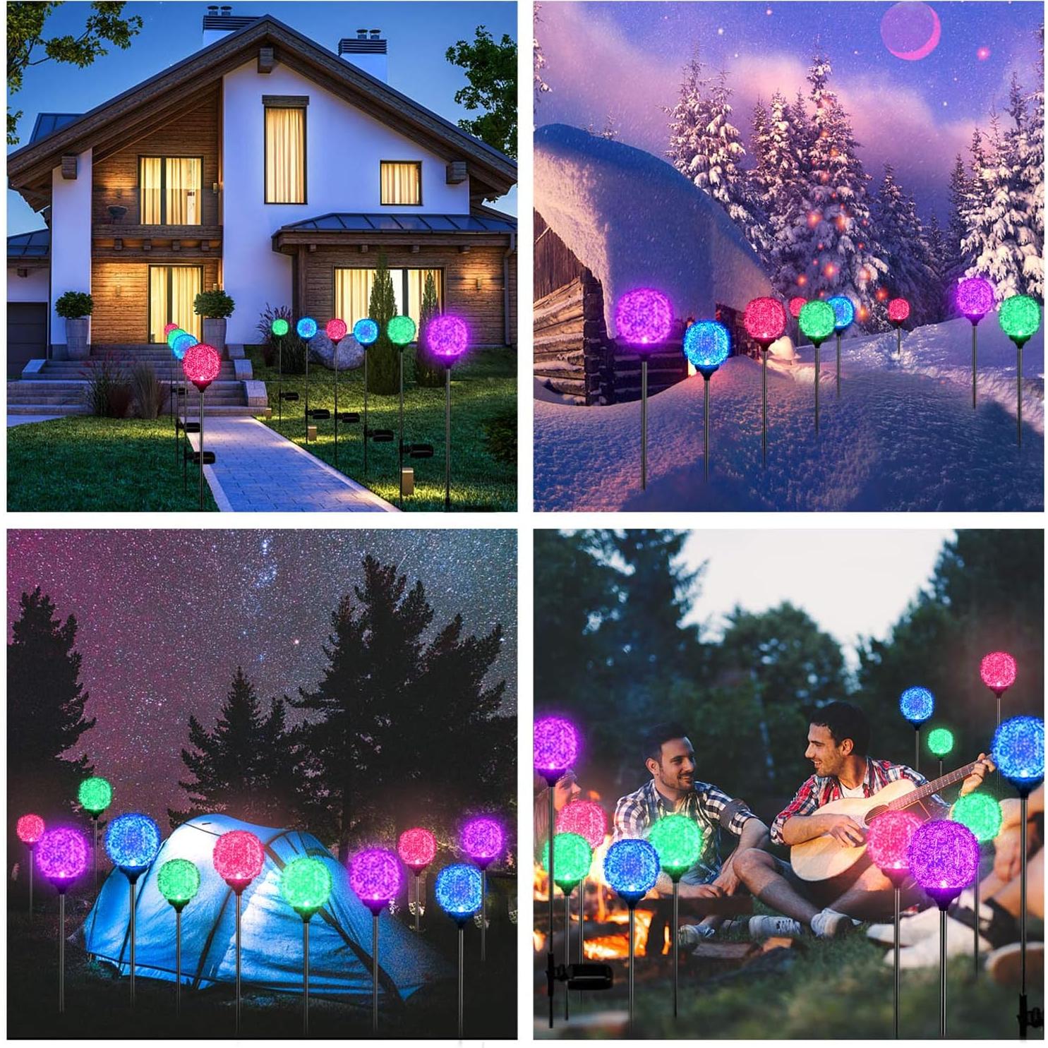 Luces de Jardín Solares LED MMHF Esféricas 2 Piezas IP65