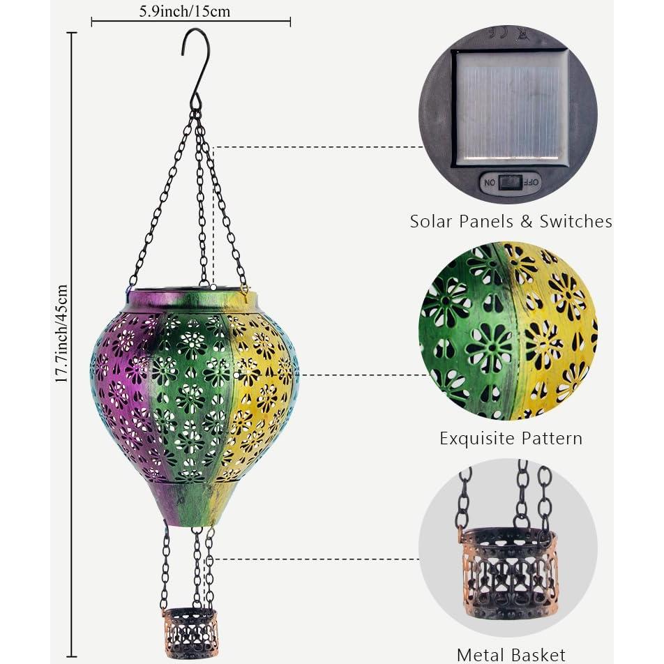 Linterna Solar de Globo Aerostático Stargarden Colorido 2.54cm