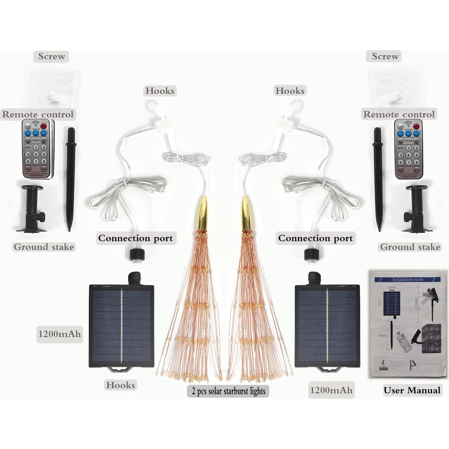 Paquete de 2 Luces Esféricas Solares PXBNIUYA con Control Remoto
