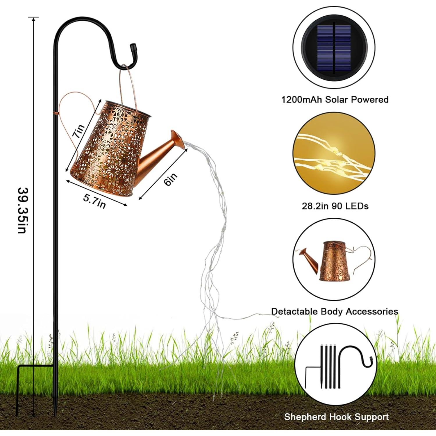 Regadera Solar JORETLE con 90 LEDs y Panel Solar 1200mAh