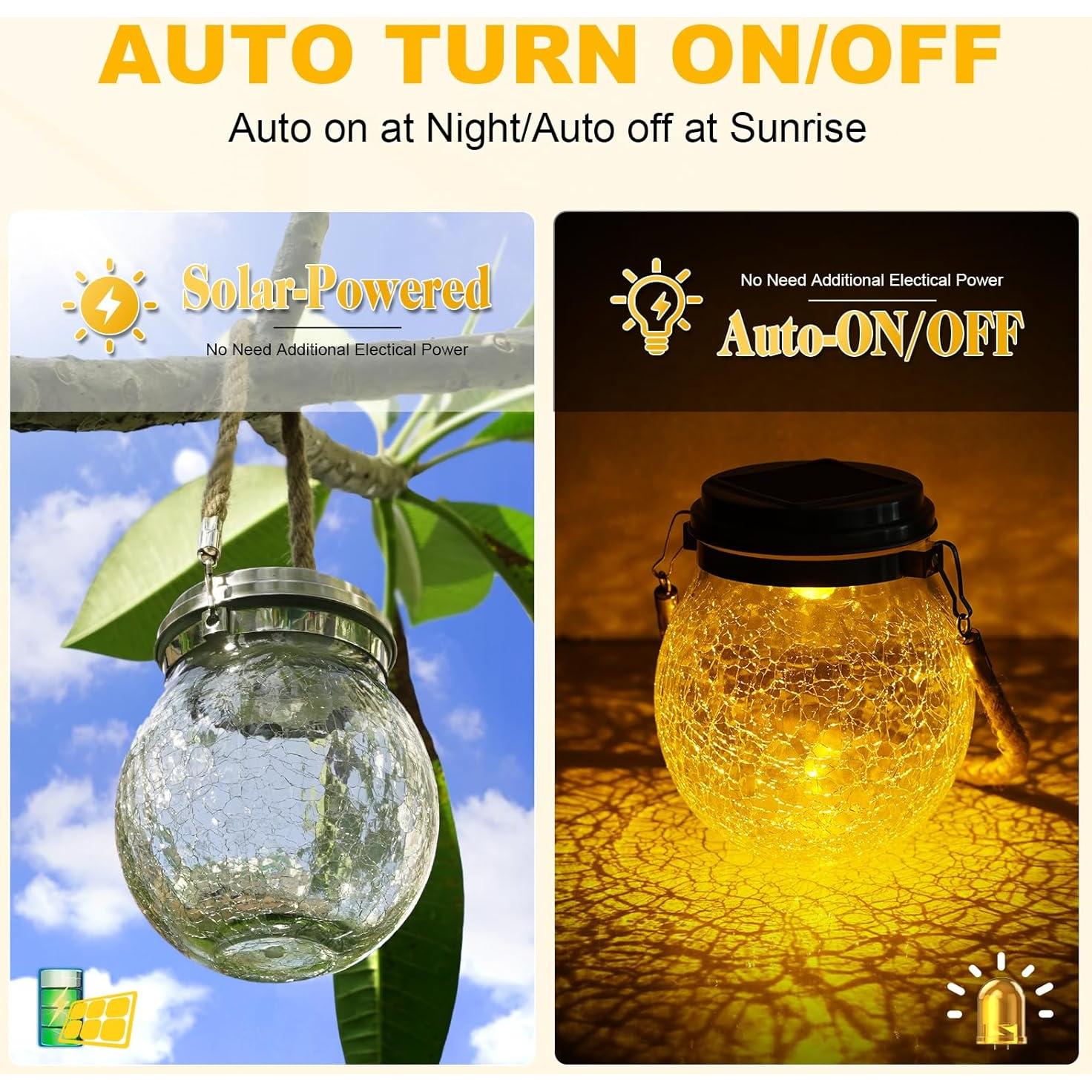 Linternas Solares DBF para Exterior - Paquete de 4 Luces LED