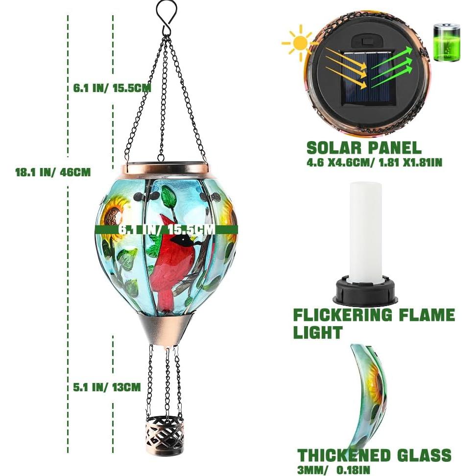 Linterna Solar de Globo Aerostático Bathtoo Cardenal 46cm IP65