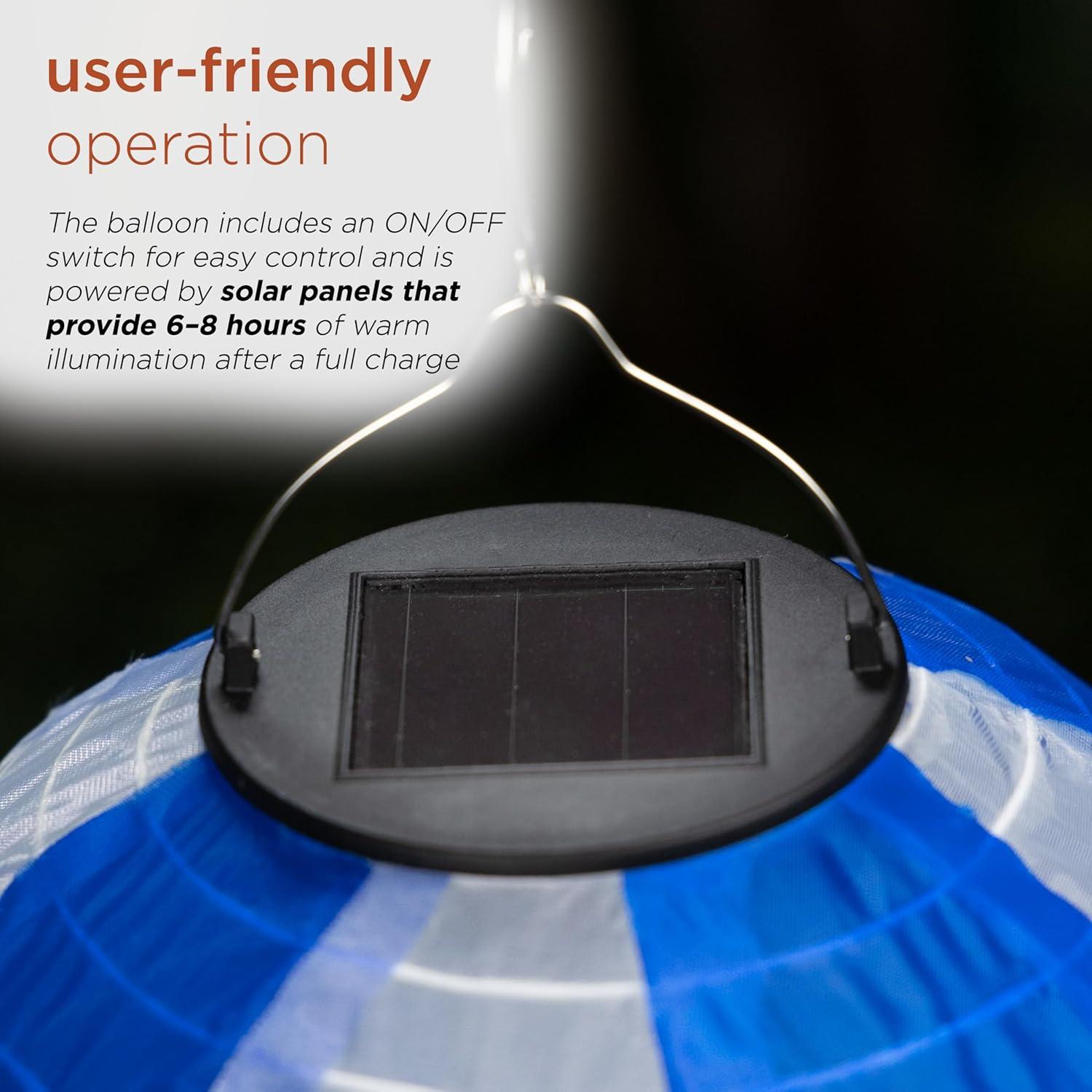 Globo Aerostático Solar LED Alpine 33 cm Azul Decoración