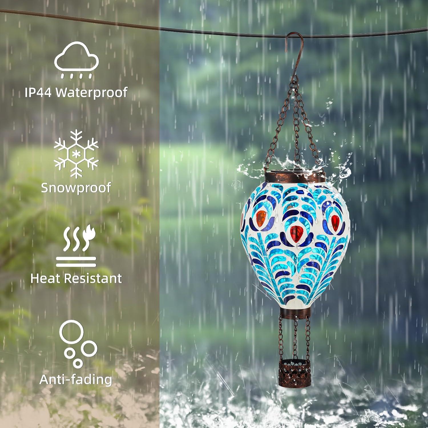 Linterna Solar de Globo Aerostático VOREEN con Diseño de Pavo Real