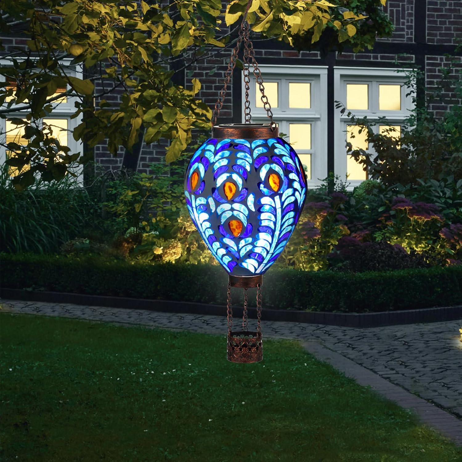 Linterna Solar de Globo Aerostático VOREEN con Diseño de Pavo Real