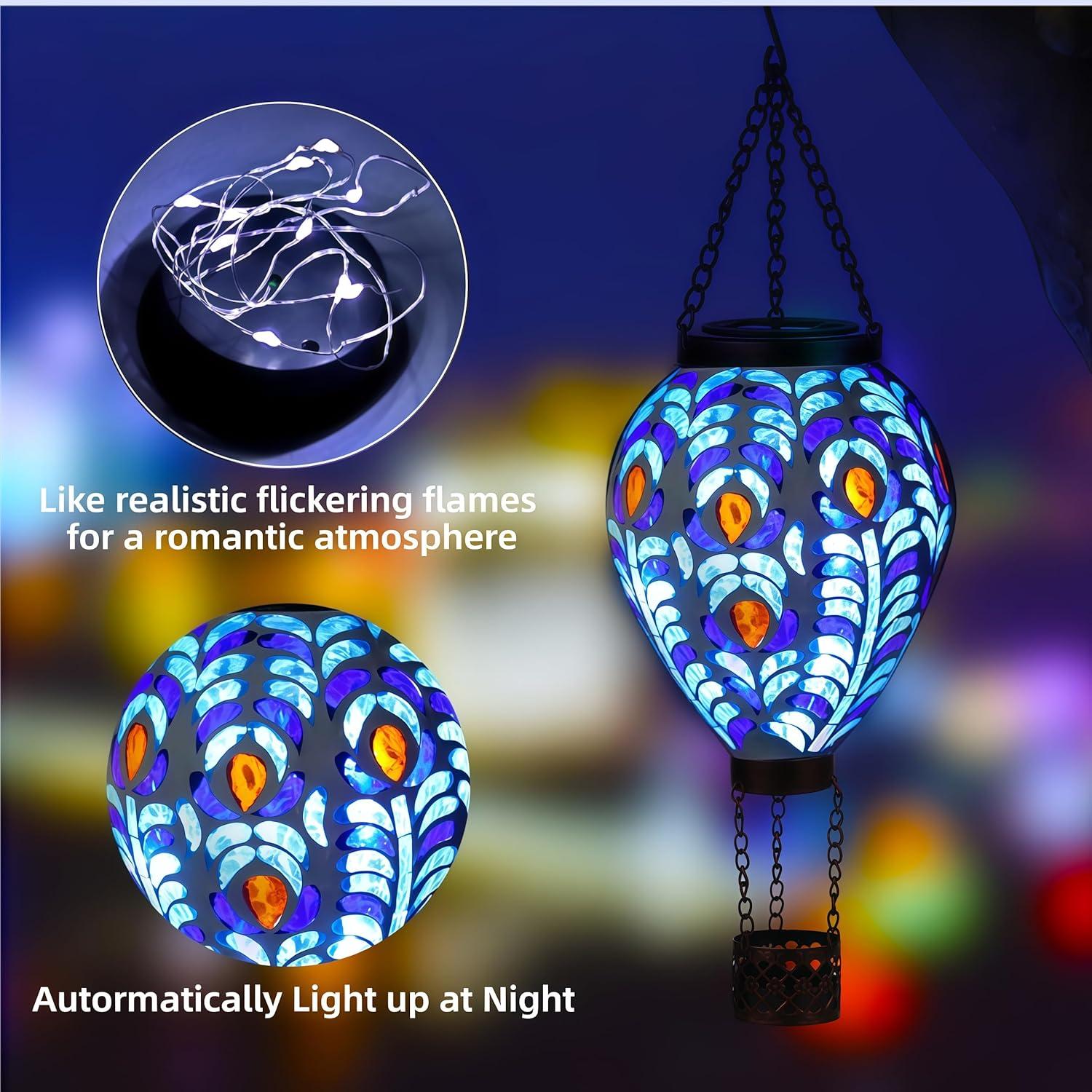 Linterna Solar de Globo Aerostático VOREEN con Diseño de Pavo Real