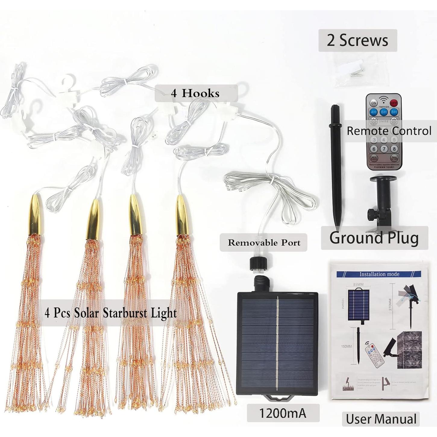 Luces de Esfera Solar SHUKAN 800LED 4 Pcs Blanco Cálido