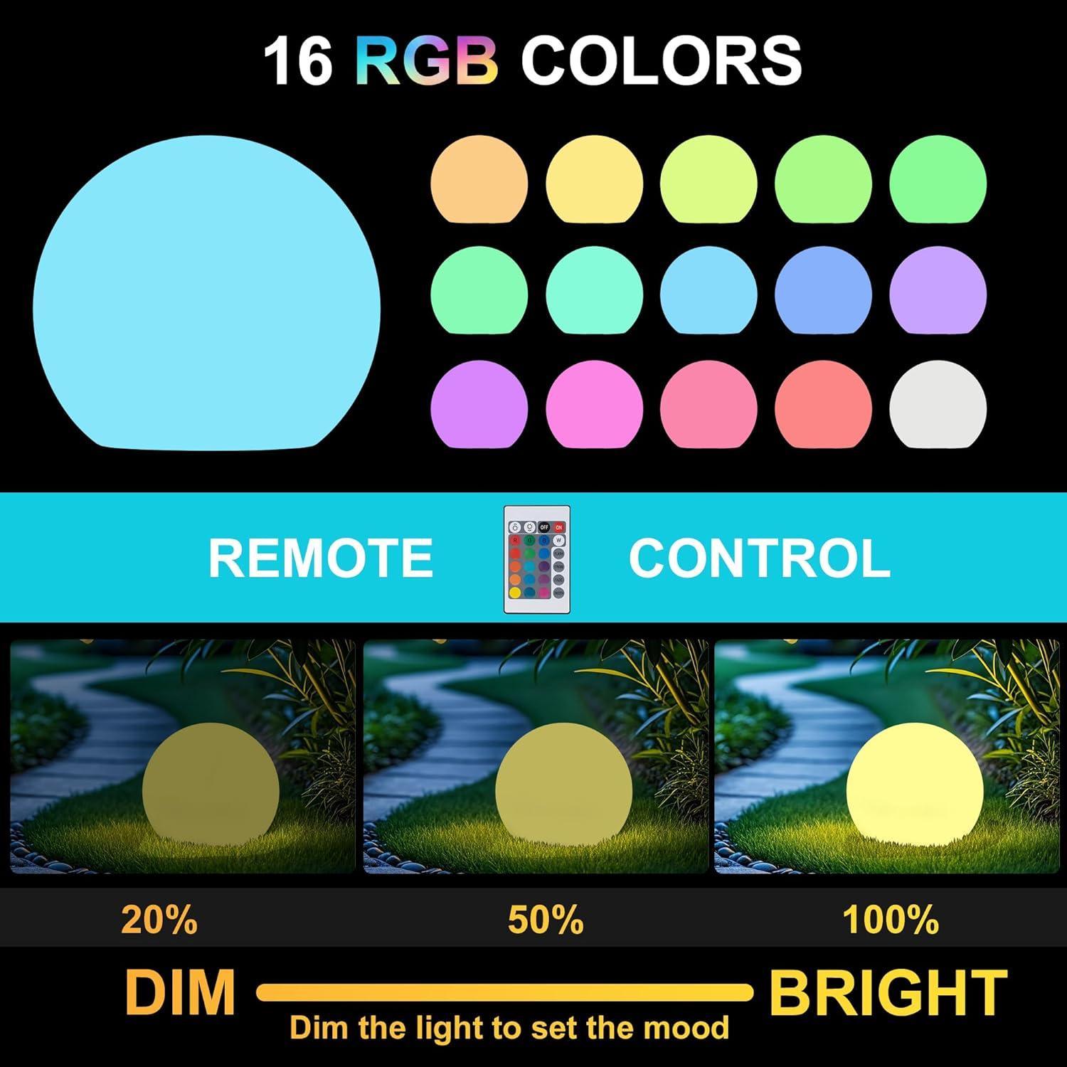 Luz de Bola Solar Shumi 30.48cm LED RGB Control Remoto