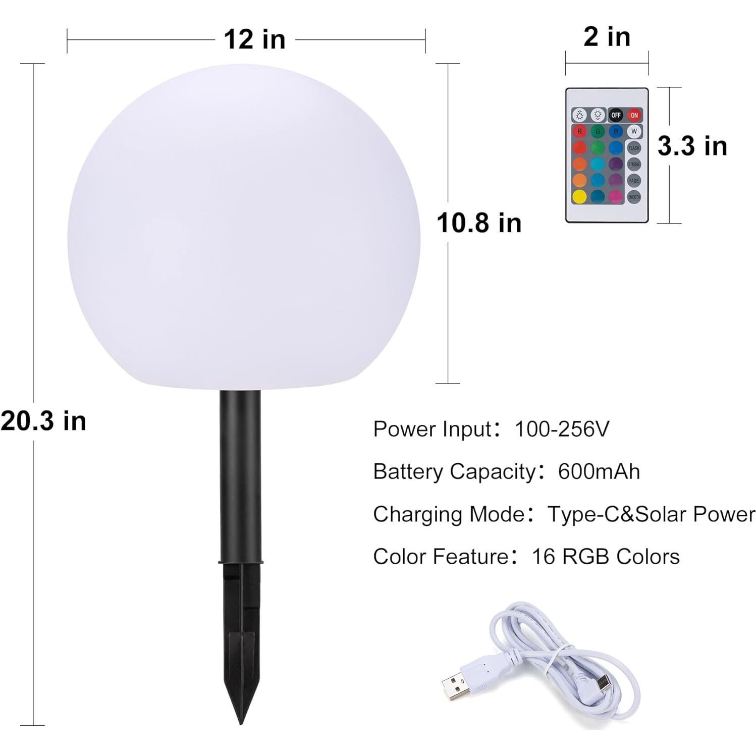 Luz de Bola Solar Shumi 30.48cm LED RGB Control Remoto