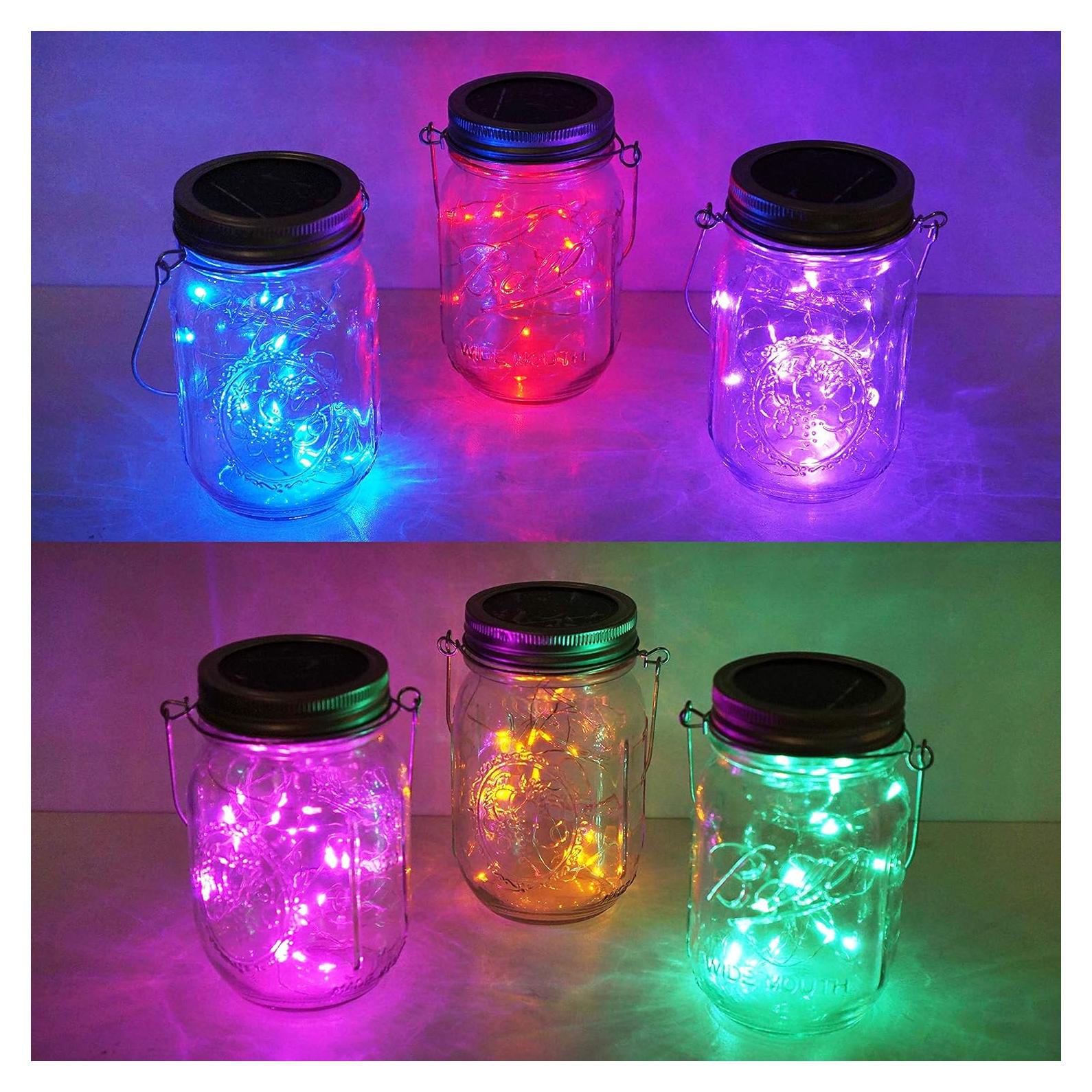 Luces de Tapa Solar Decorman para Tarros Mason - 6 LED Multicolor