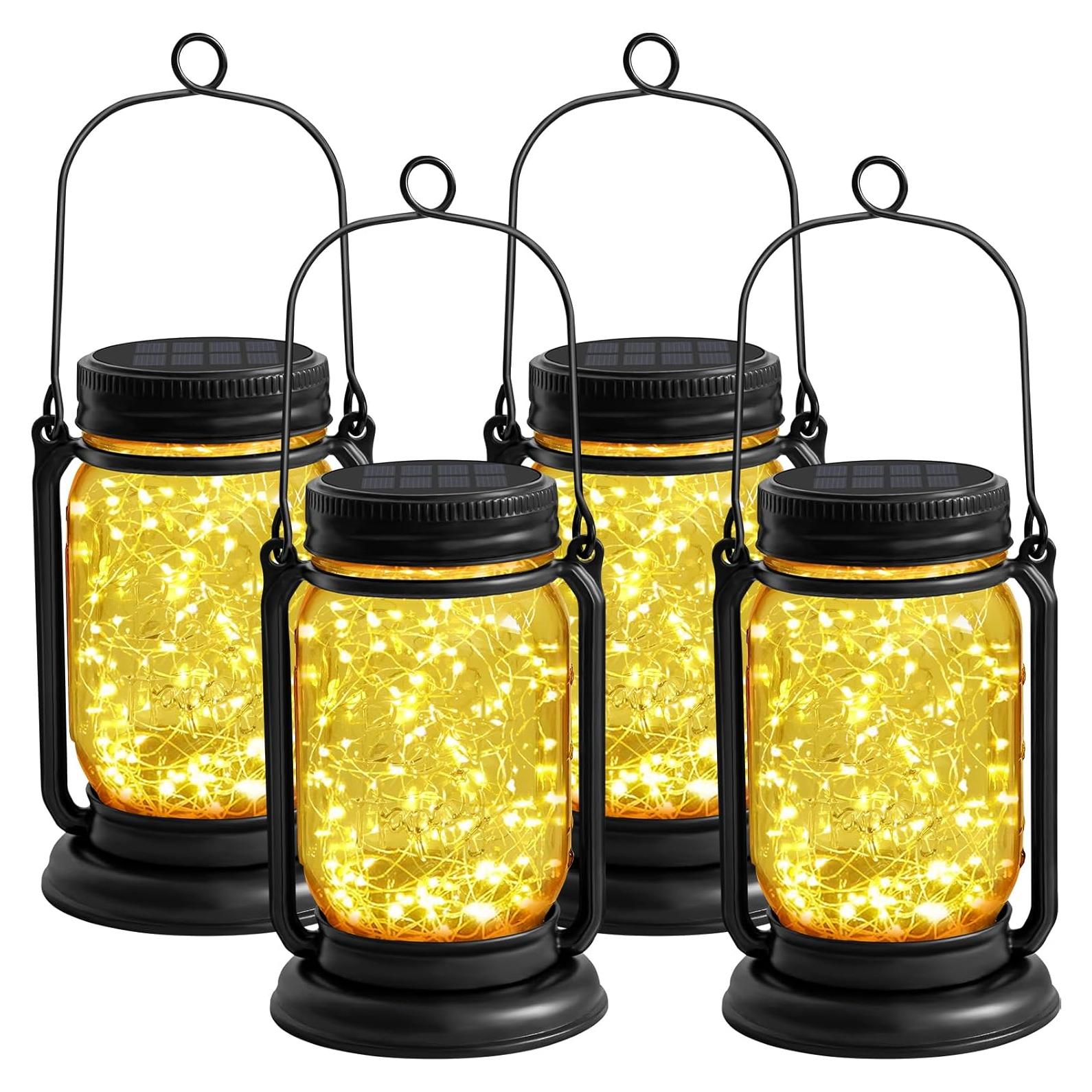 Paquete de 4 Linternas Solares Vintage YJFWAL con Luz Cálida