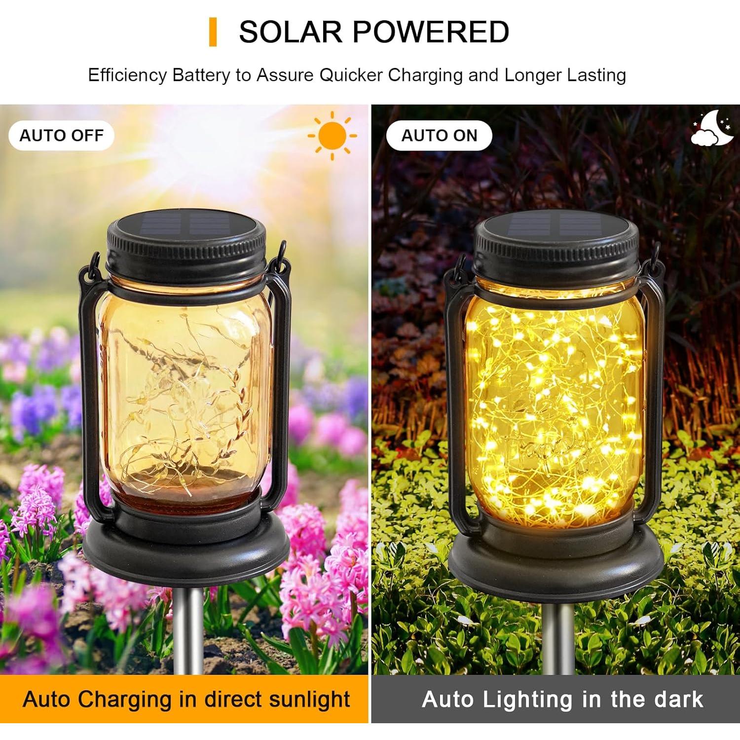 Paquete de 4 Linternas Solares Vintage YJFWAL con Luz Cálida