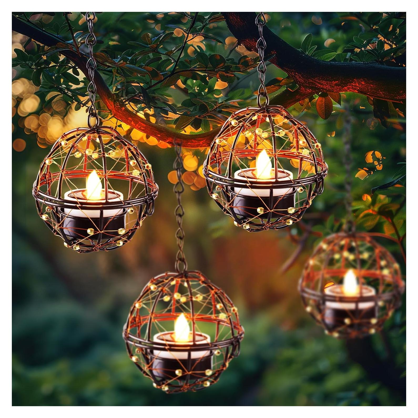 Linternas colgantes solares Homemory IP44 para exteriores - Paquete de 4