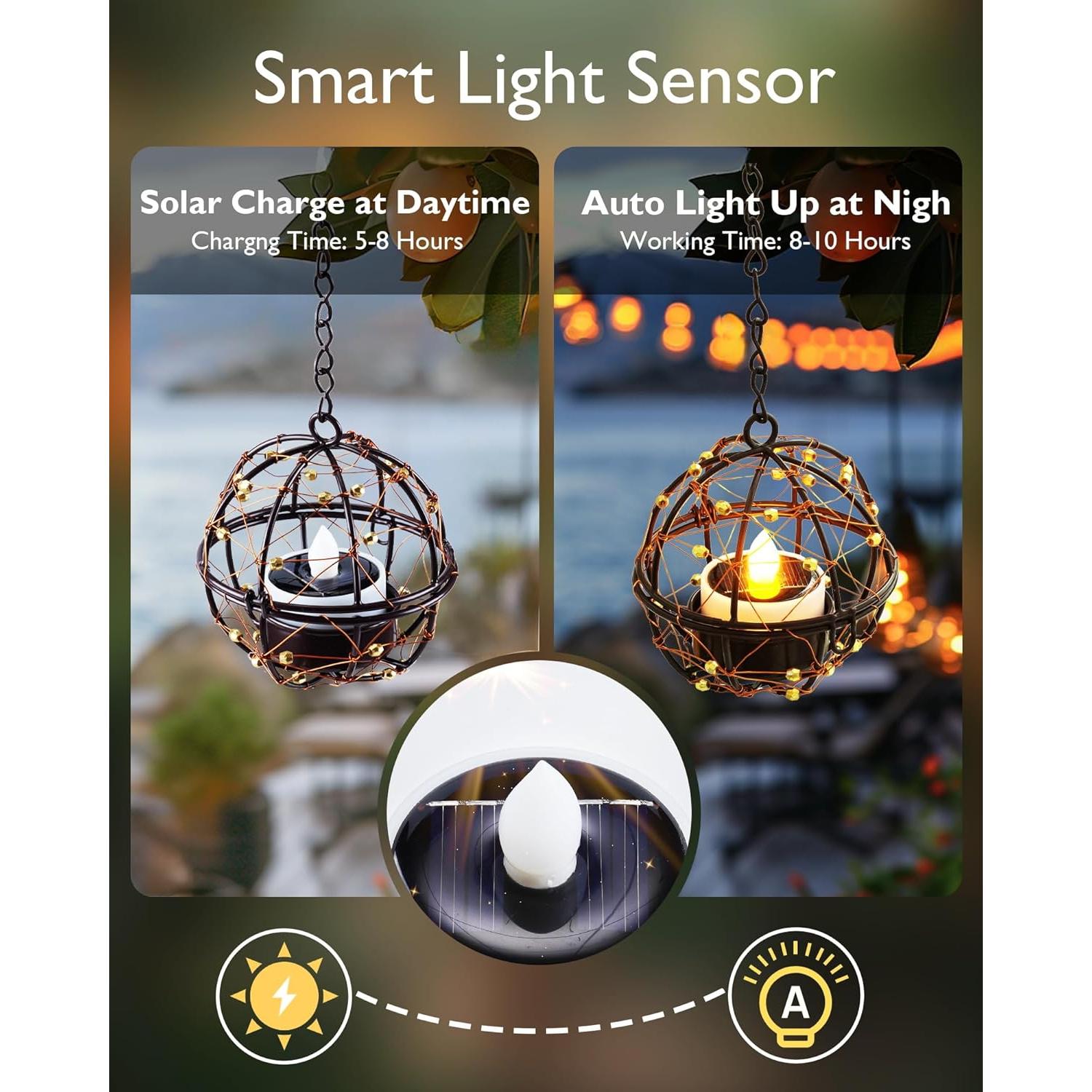 Linternas colgantes solares Homemory IP44 para exteriores - Paquete de 4