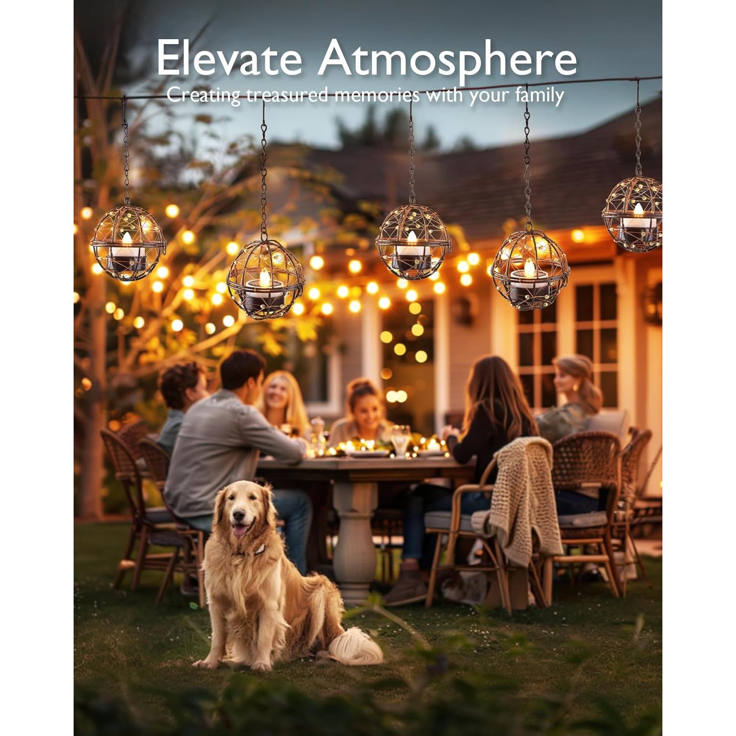 Linternas colgantes solares Homemory IP44 para exteriores - Paquete de 4