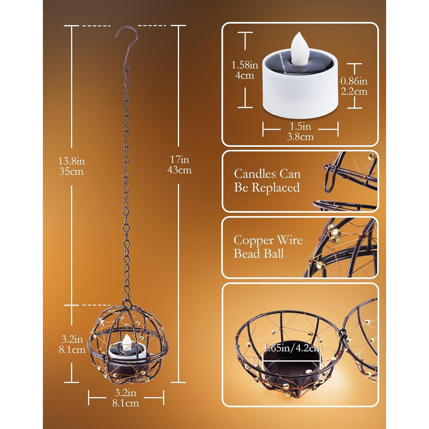 Linternas colgantes solares Homemory IP44 para exteriores - Paquete de 4