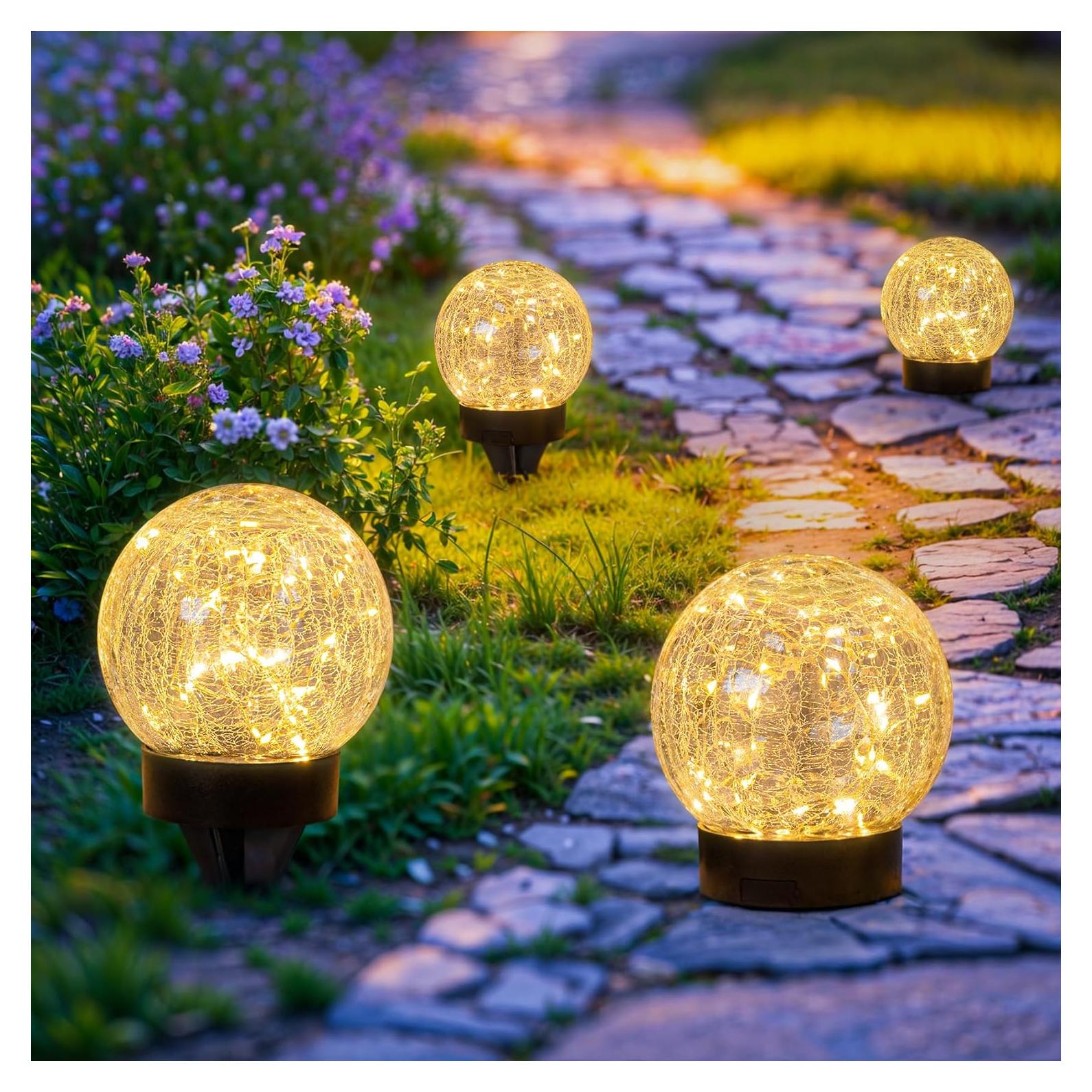 Luces de Globo Solar Beautyard 10 cm 30LED Carga USB Paquete de 4