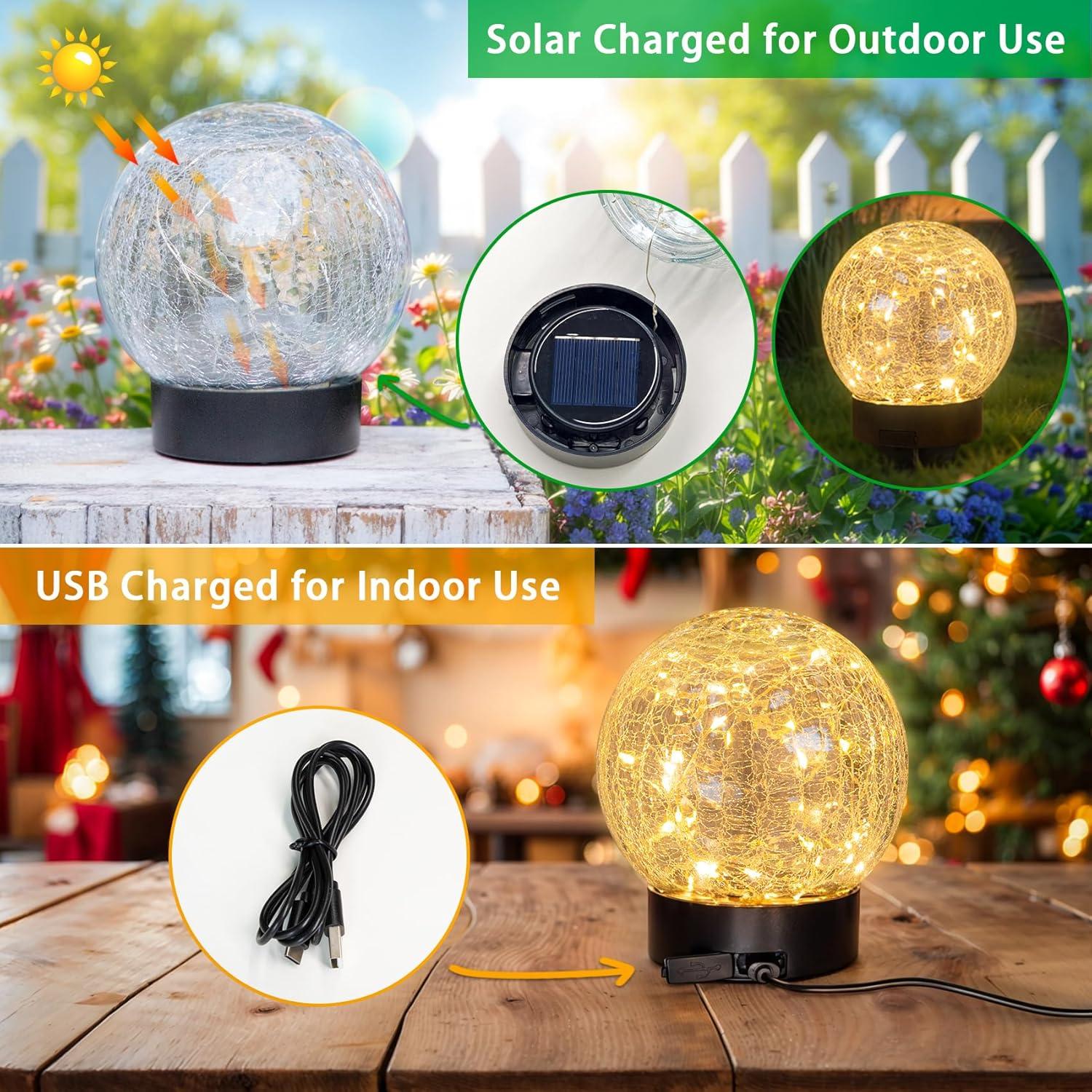 Luces de Globo Solar Beautyard 10 cm 30LED Carga USB Paquete de 4