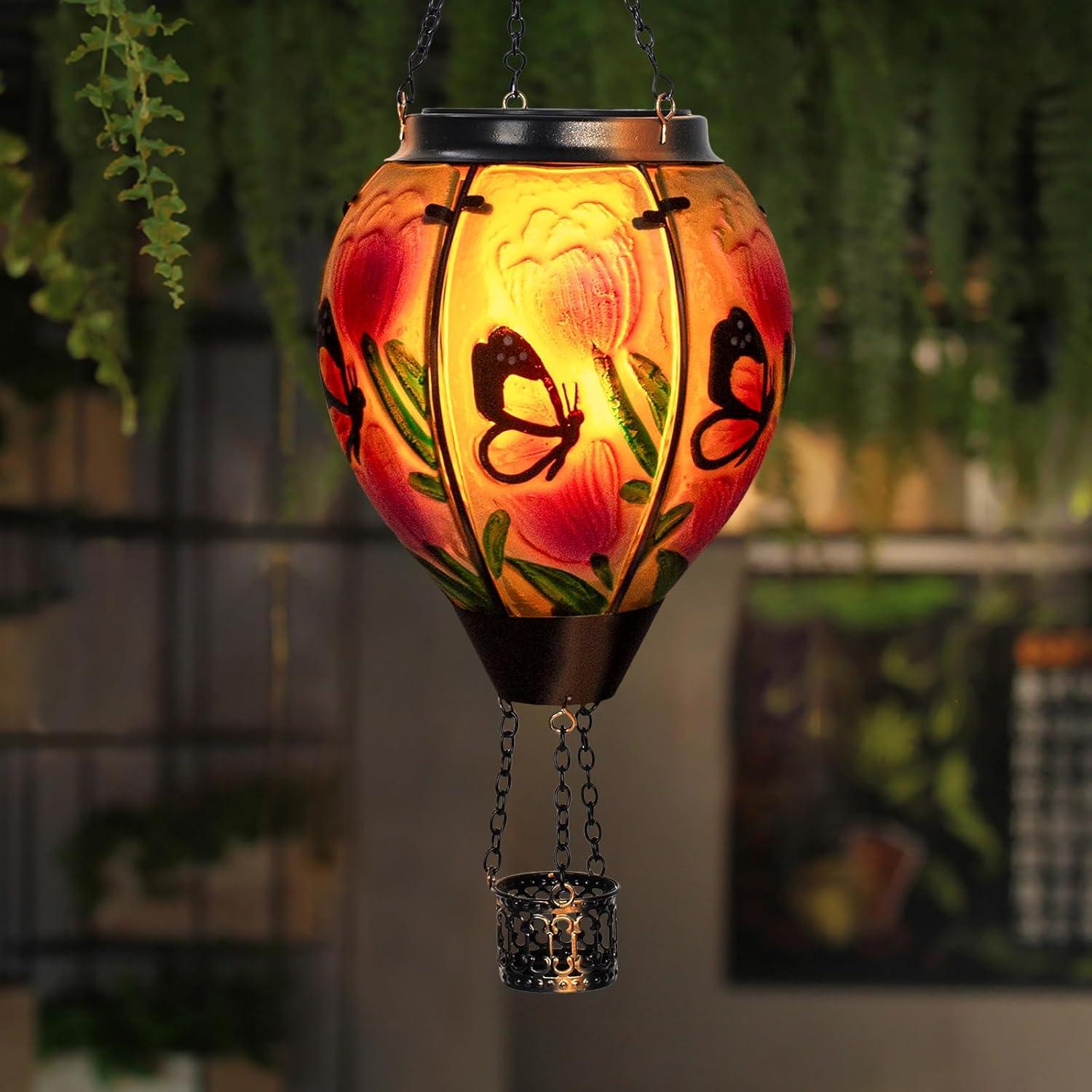 Linterna Solar Globo Aerostático Dreamskip Mariposa Amarilla 45cm