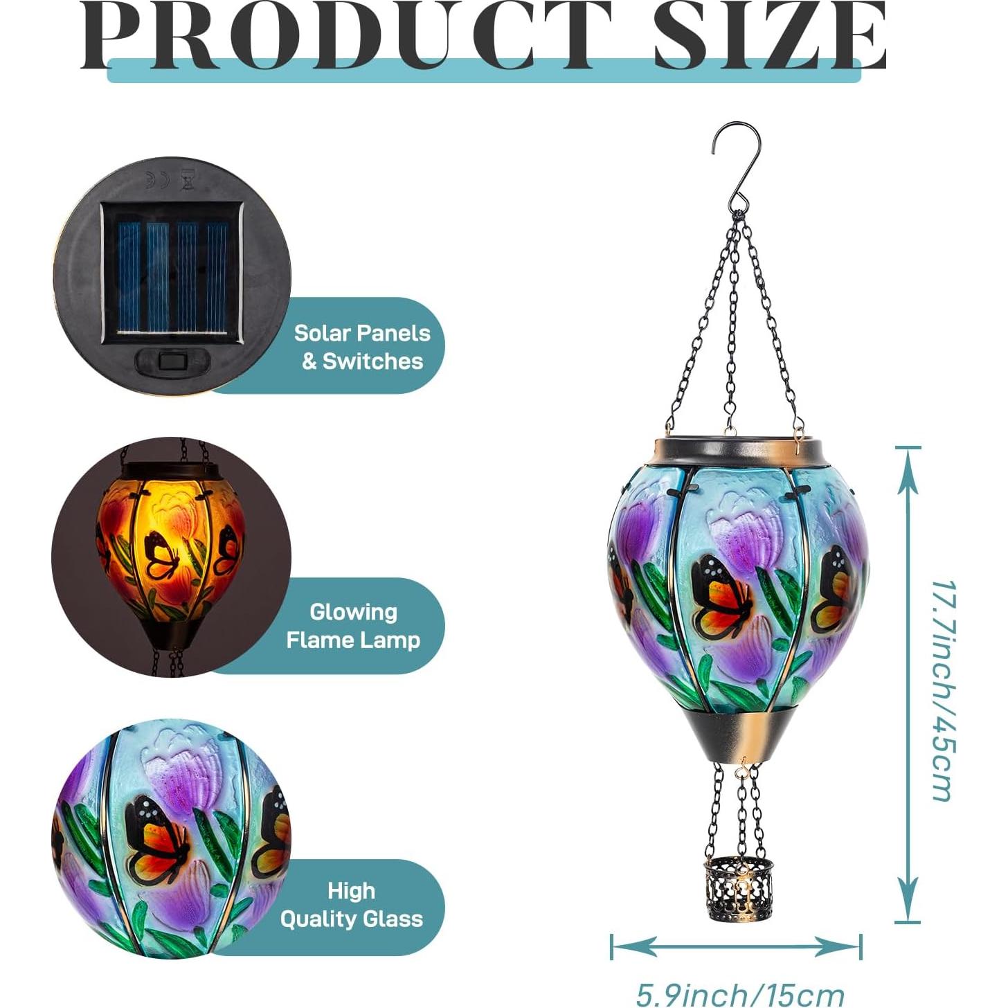 Linterna Solar Globo Aerostático Dreamskip Mariposa Amarilla 45cm