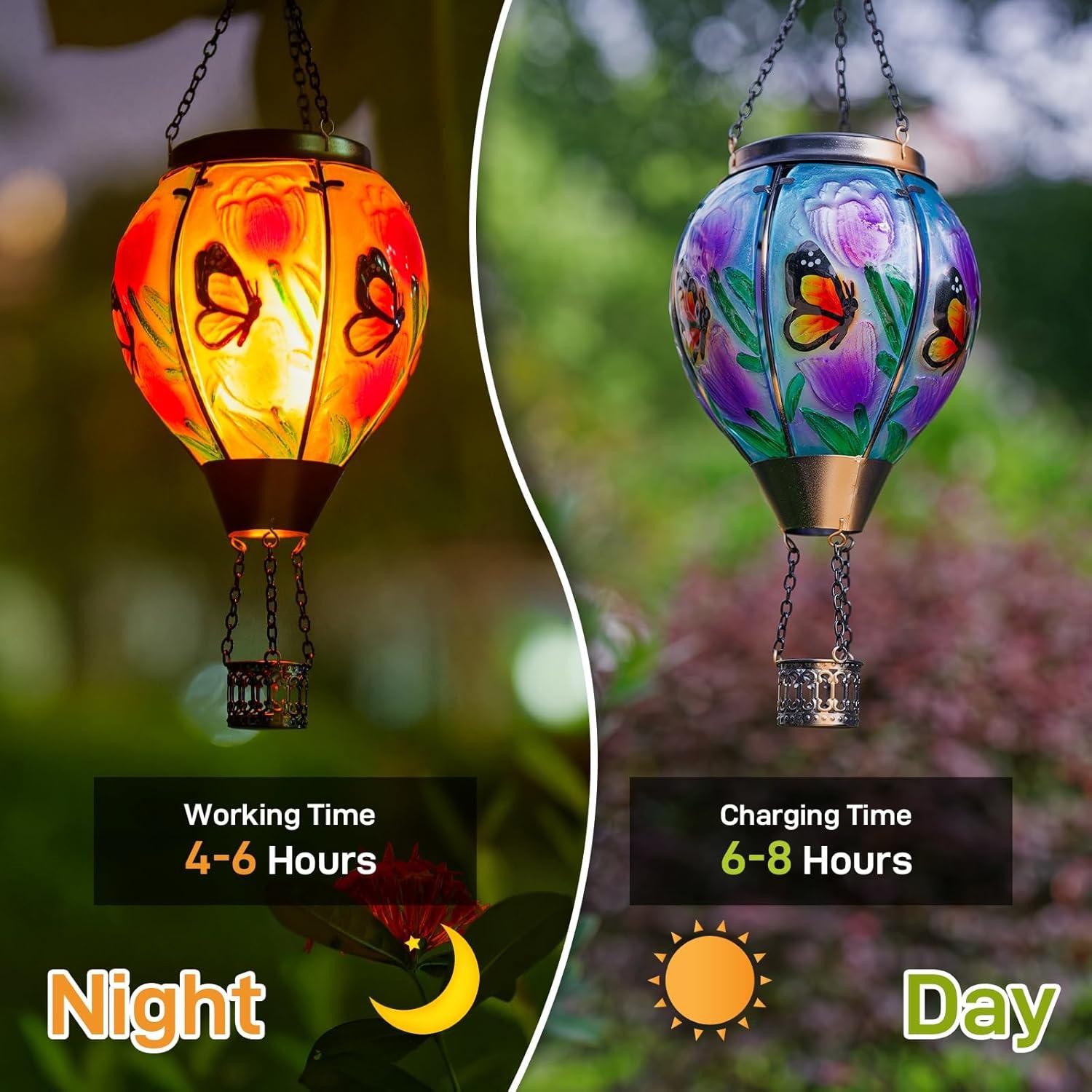 Linterna Solar Globo Aerostático Dreamskip Mariposa Amarilla 45cm