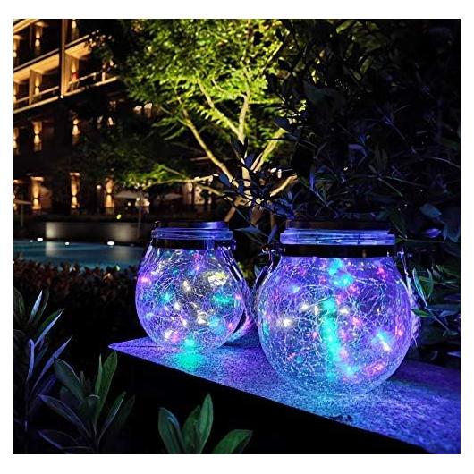 Paquete de 2 luces LED solares KIMI HOUSE vidrio agrietado