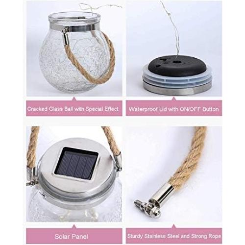 Paquete de 2 luces LED solares KIMI HOUSE vidrio agrietado